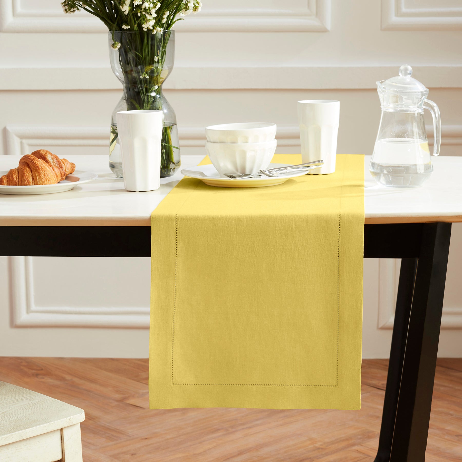 Sonoma Hemstitch Table Runner - Elegant Linen Table Decor for Dining & Special Occasions | Perfect for Weddings, Holidays & Home Decor