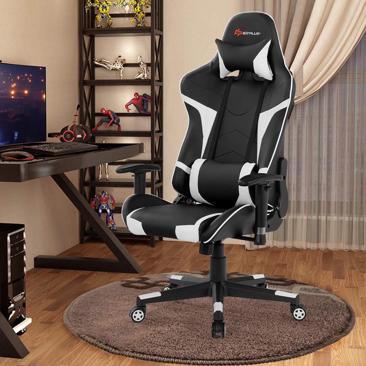 Ergonomic Gaming Chair with Massage - High Back PU Leather Office Chair, Adjustable Arms & Headrest, Reclining Racing Style Computer Game Chair for Home & Office Use - Perfect for Gaming, Working, and Relaxing