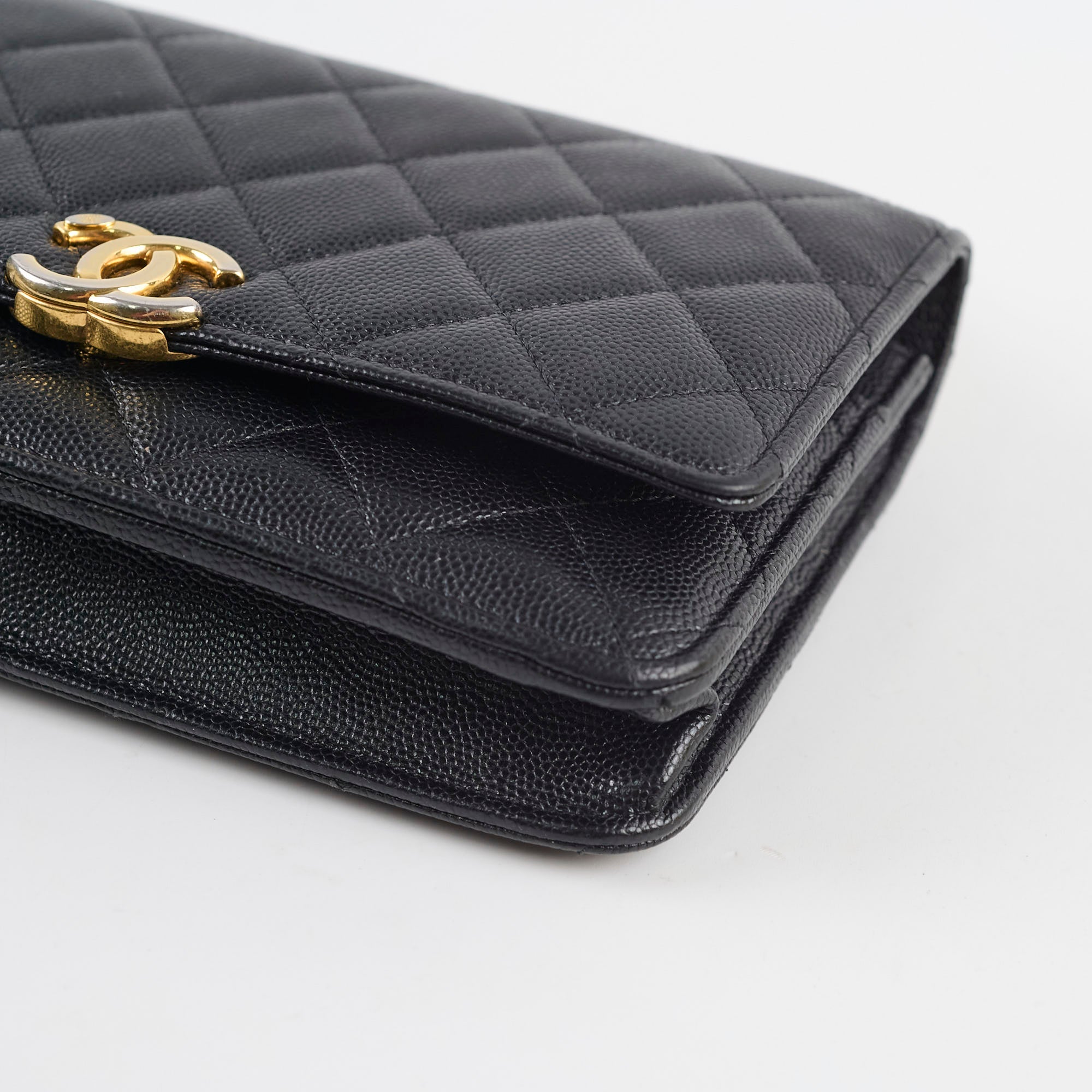 Chanel 2022 Seasonal Top Handle Wallet On Chain in Black Caviar Leather - Perfect for Evening Events & Luxury Fashion Accessories