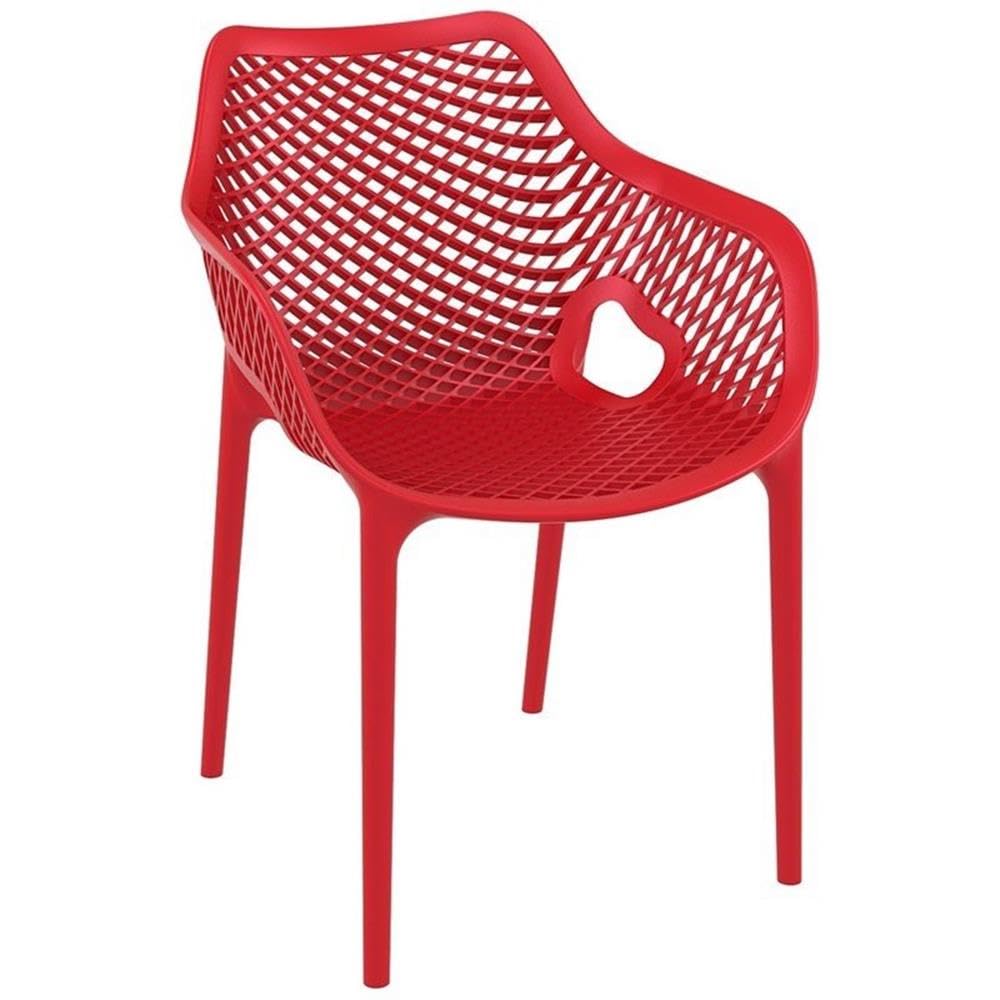 Compamia Air XL Outdoor Patio Dining Arm Chair - Weather-Resistant Red Plastic Chairs (Set of 2) for Backyard, Garden, Poolside & Restaurant Use