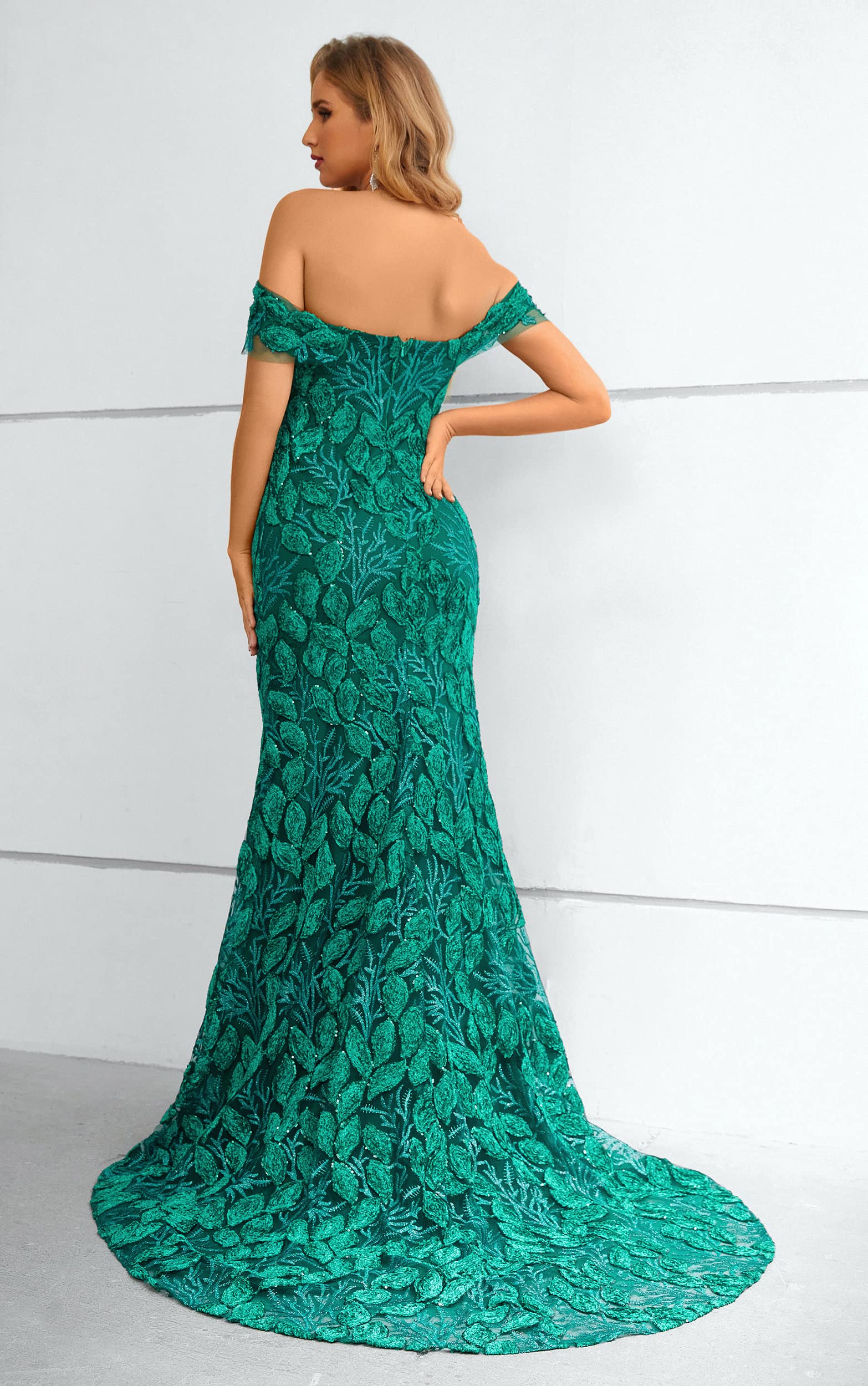 Elegant Women's Off-Shoulder Lace Applique Mermaid Evening Gown for Prom, Wedding, and Formal Events | Plus Size Options Available | Perfect for Black Tie Parties, Galas, and Special Occasions