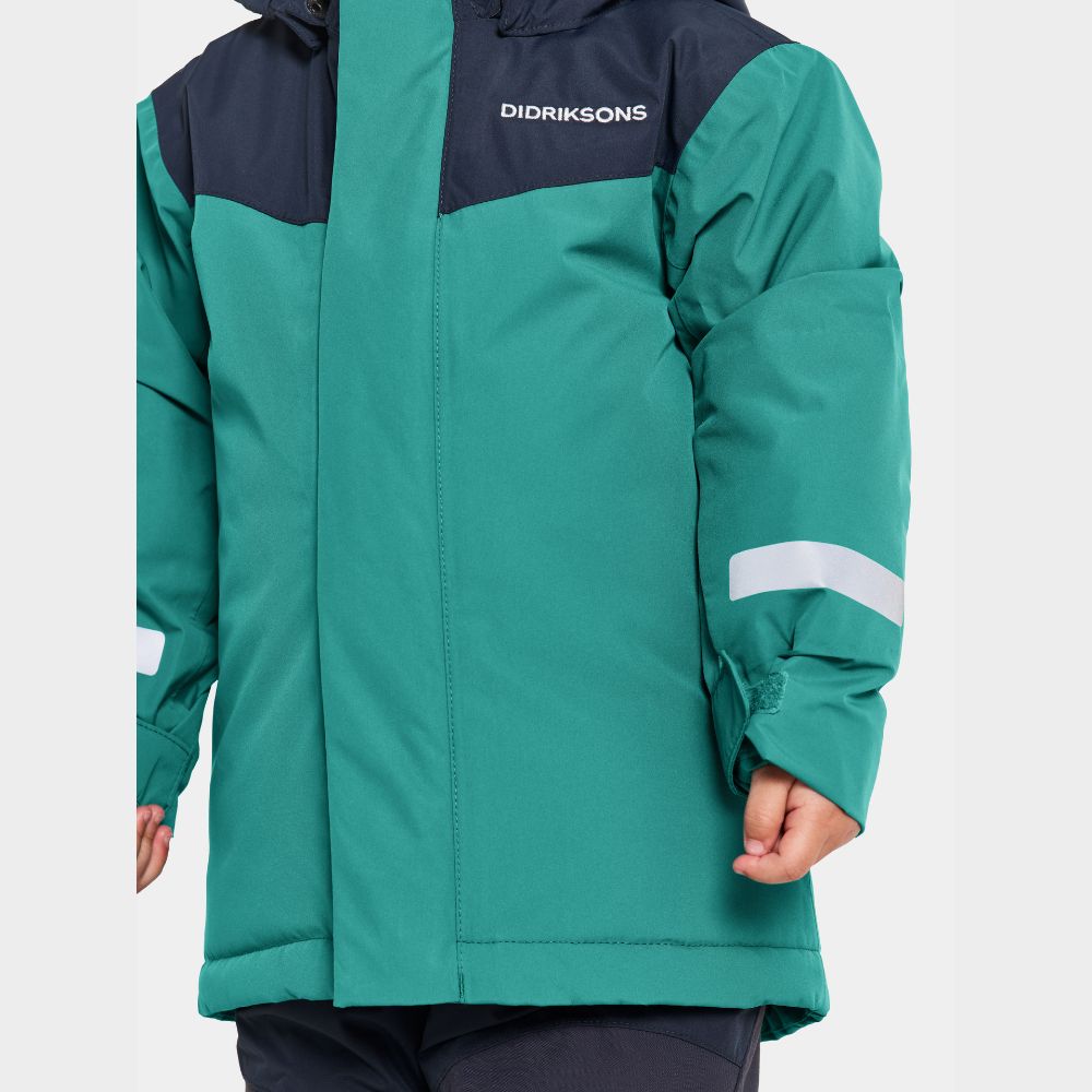 Didriksons Skare Kids Winter Jacket & Snow Pants Set - Waterproof & Windproof Outerwear for Boys & Girls (Petrol Green) - Perfect for Skiing, Snowboarding & Outdoor Winter Activities