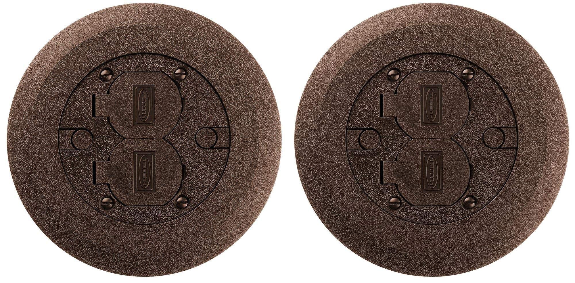 Hubbell 34251 Brown Floor Box Cover and Flange - 2 Pack for Home & Office Electrical Installations