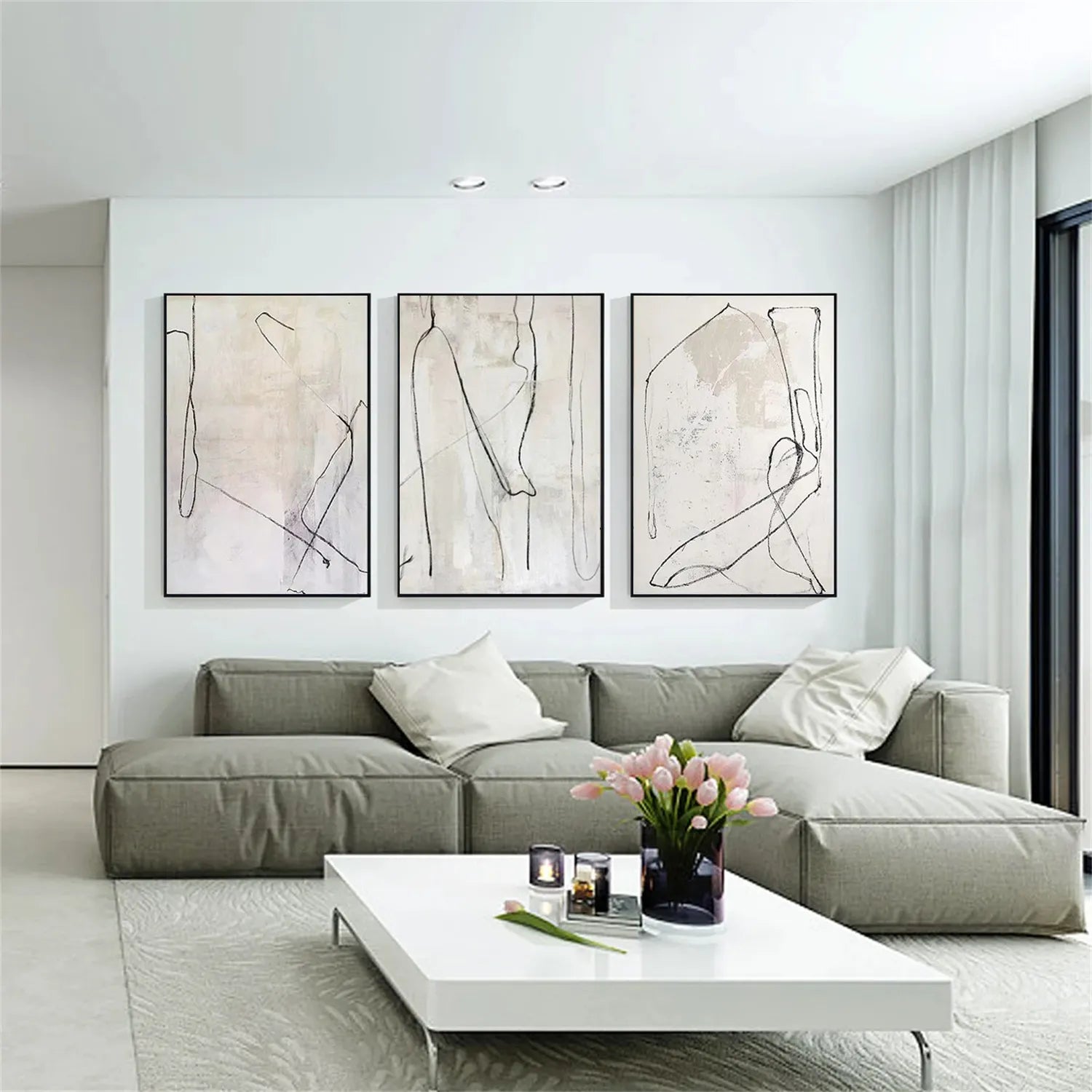 Abstract Painting Set of 3 - Modern Wall Art Canvas Prints for Living Room, Bedroom & Office Decor #AB210 | Perfect for Home Styling and Gift Giving