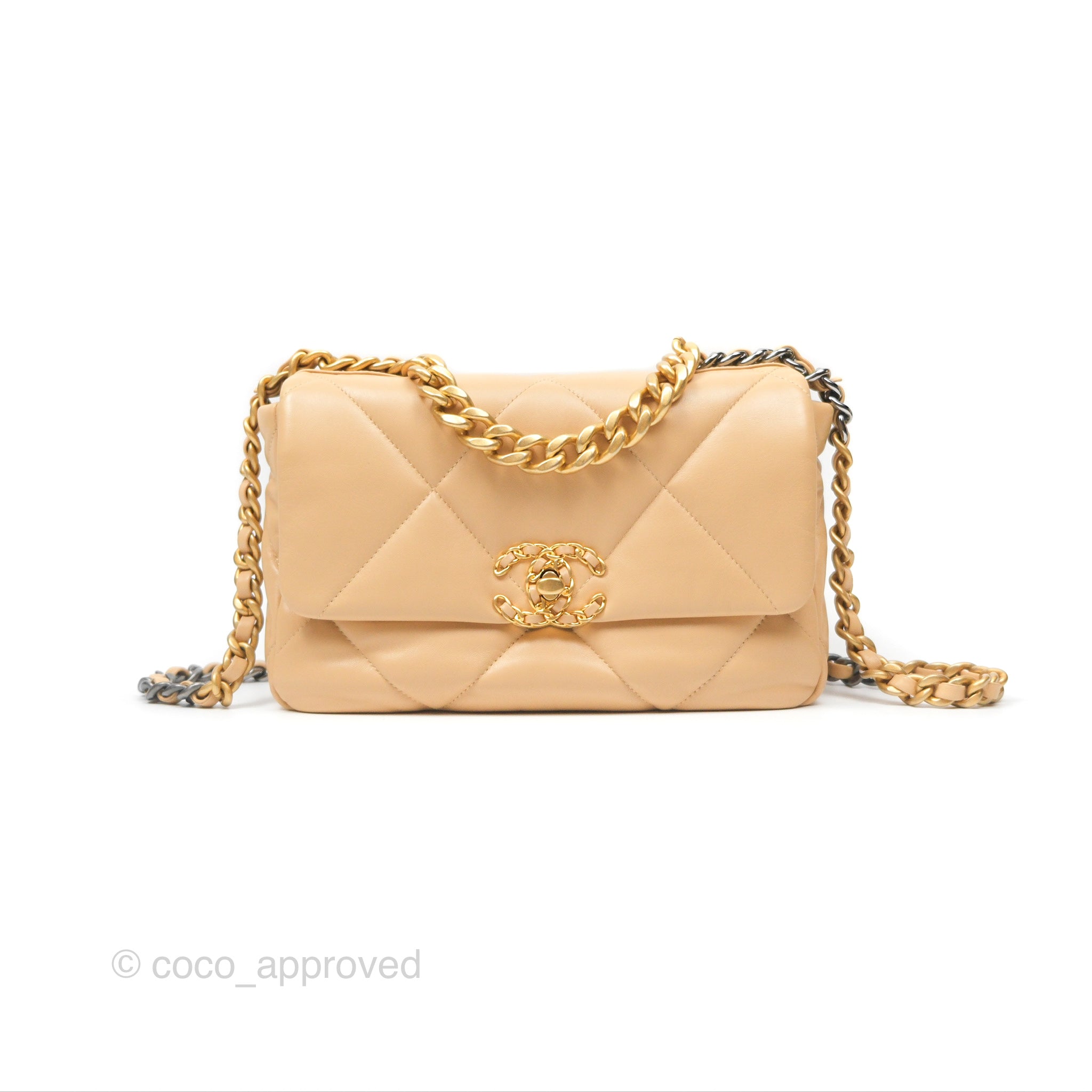 Chanel 19 Small Beige Handbag with Mixed Hardware - 22C Collection | Luxury Crossbody Bag for Women, Perfect for Date Night & Special Occasions