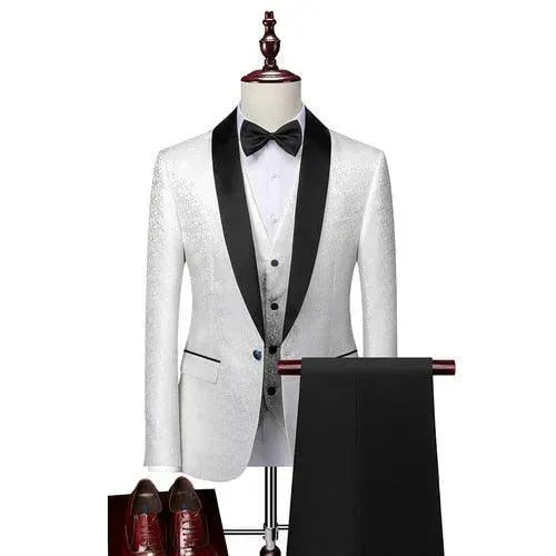 Baldo Men's 3-Piece Tuxedo Suit for Weddings & Formal Events | Slim Fit Black Tuxedo Set with Vest