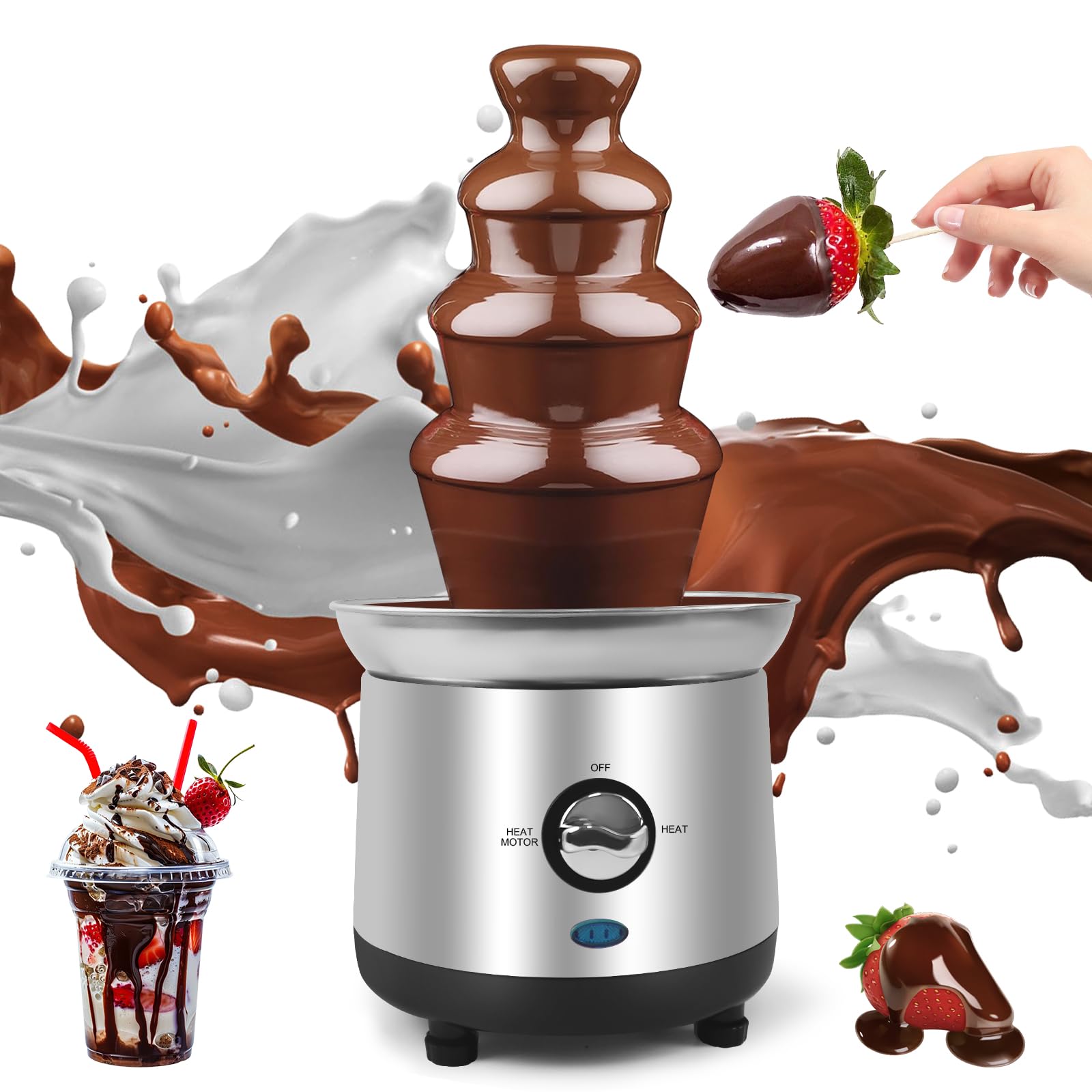 4-Tier Electric Chocolate Fondue Fountain Machine - Perfect for Cheese, Chocolate Sauce, Nachos | Ideal for Weddings, Parties & Dessert Buffets
