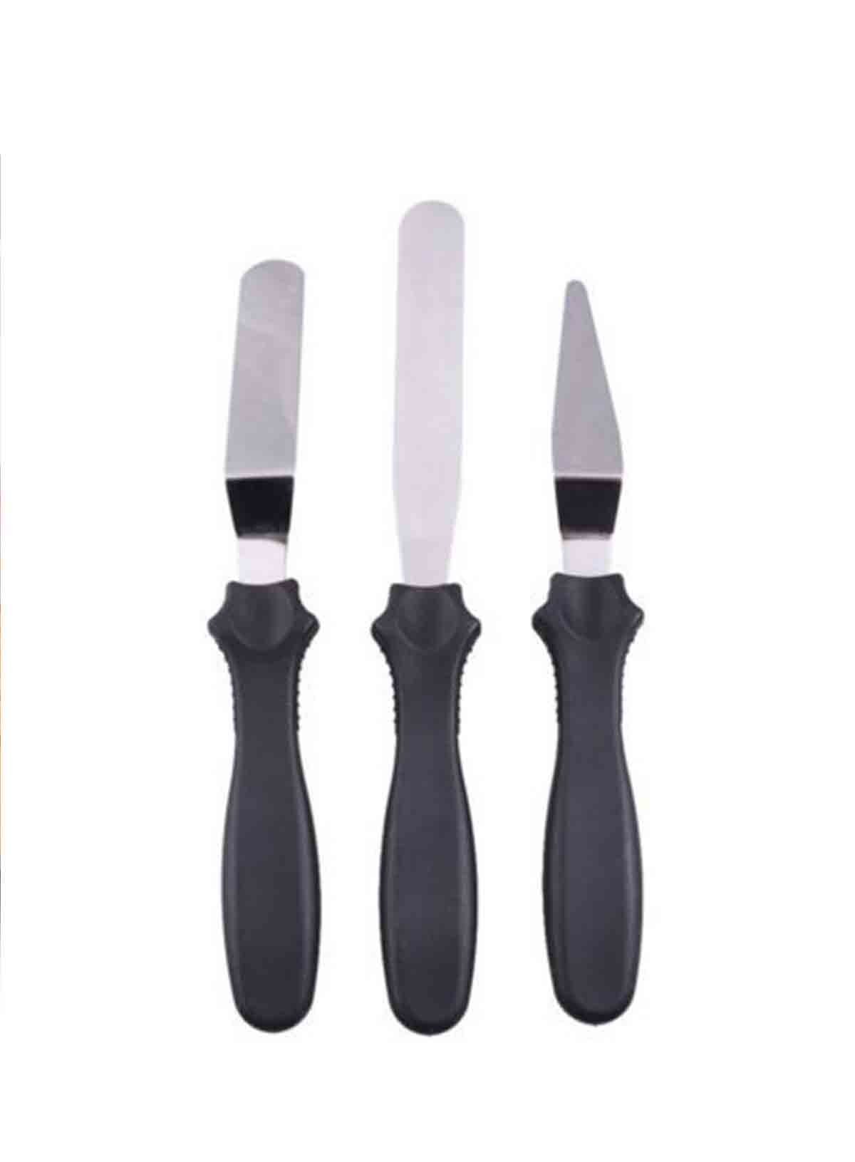 3-Piece Stainless Steel Cake Decorating Palette Knife Set - Icing Spatula, Frosting Knife & Pastry Tool for Baking, Cake Decorating & Kitchen Use - Perfect for Fondant, Buttercream & Dessert Decoration