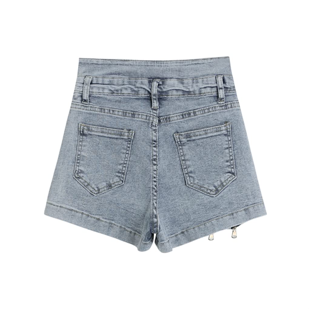 HAIRGAI Women's High Waisted Denim Shorts - Summer Stretch Wide Leg Jean Shorts with Zipper for Casual Outfits & Beach Wear