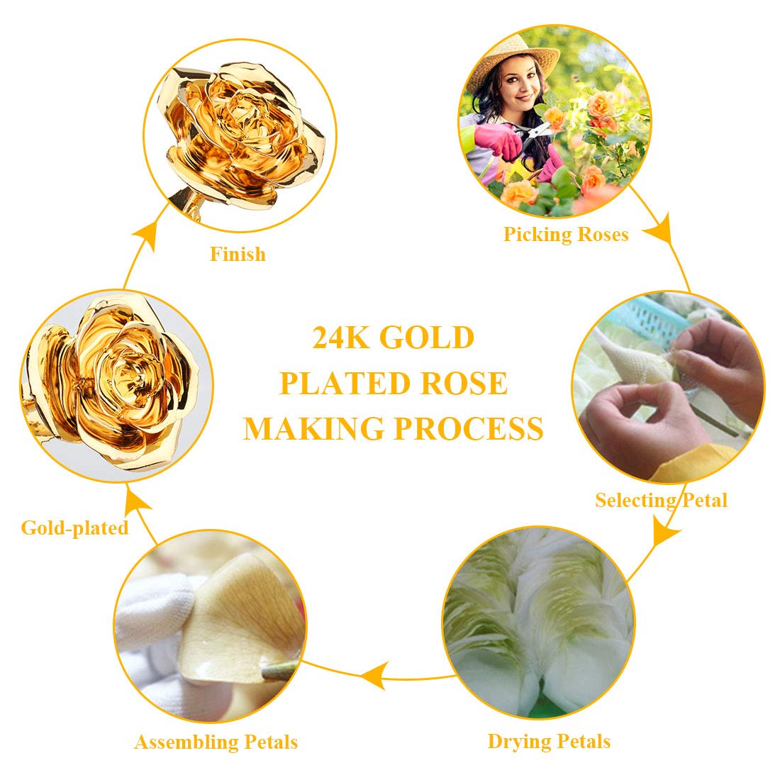 24K Gold Dipped Real Rose Eternal Flower - Luxury Preserved Rose with Stand, Romantic Gift for Wife, Girlfriend, Anniversary, Valentine's Day - Perfect for Weddings, Proposals, and Special Occasions (Gold)