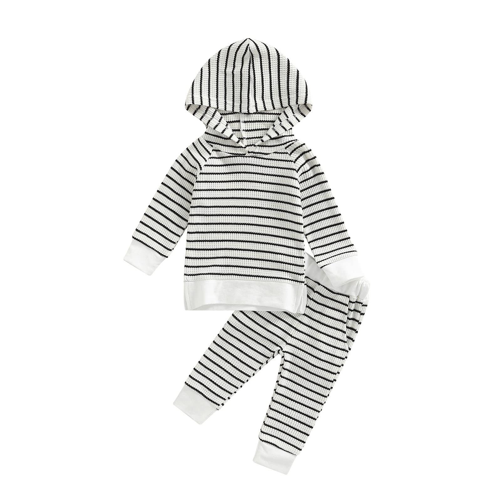 Newborn Baby Boy Girl Fall Clothes Set - Soft Waffle Knit Hoodie & Jogger Sweatpants 2-Piece Outfit | Cozy Autumn Outfits for Infants, Photo Shoots & Playdates