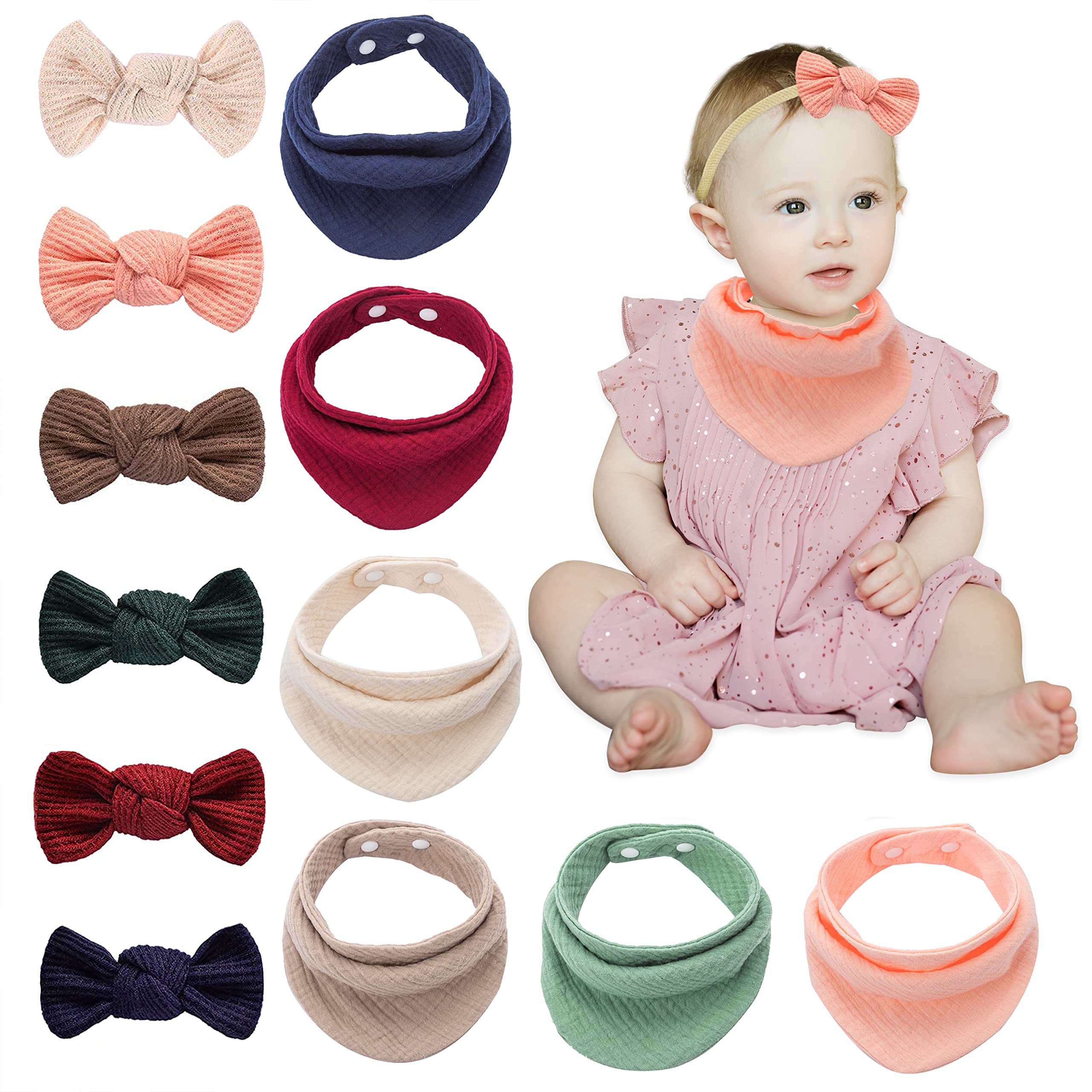 **Baby Bandana Drool Bibs Set - Soft Muslin Cotton Teething Bibs for Boys & Girls, Newborn & Toddler - Unisex, Absorbent & Gentle on Skin - Perfect for Feeding, Playtime & Drool Control**