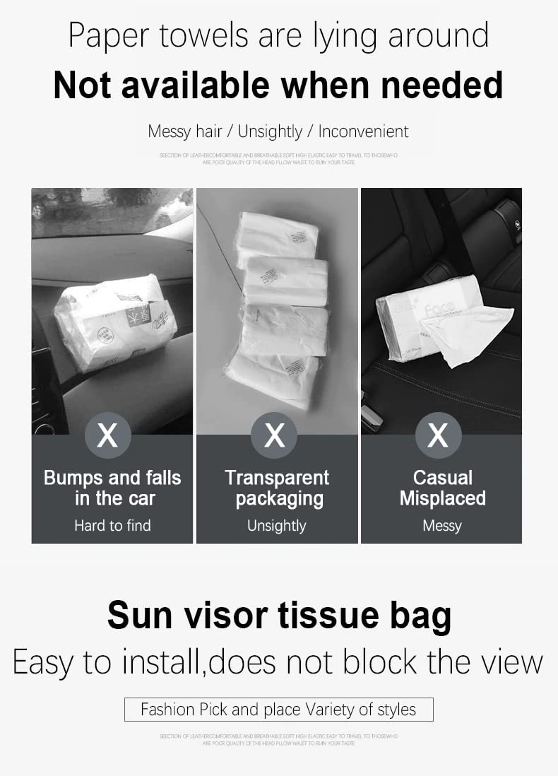 Detachi Car Tissue Holder - Sun Visor Napkin Organizer for Vehicles | Beige Auto Accessory | Perfect for Road Trips, Commuting & Family Travel