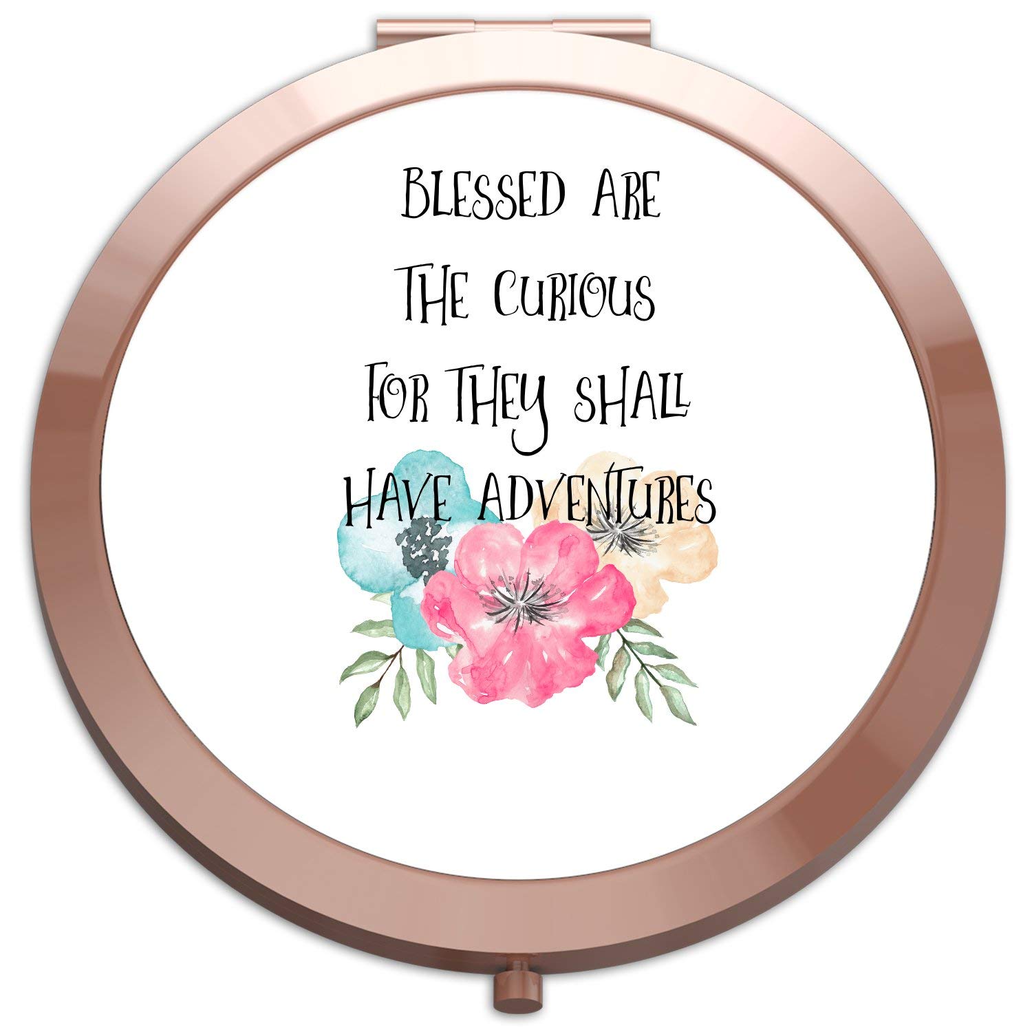 Compact Travel Mirror - Rose Gold Round Pocket Mirror for Exploring