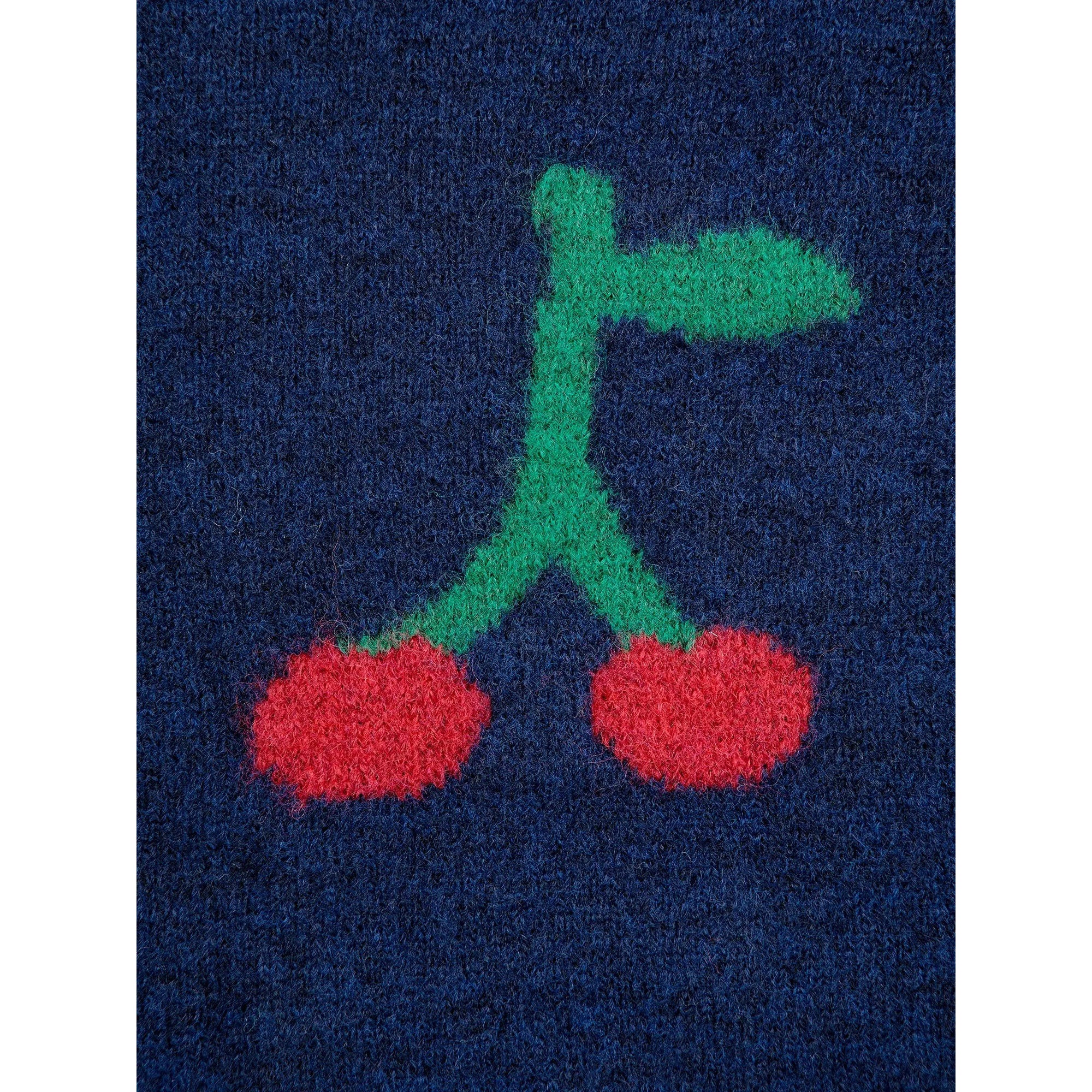 Bobo Choses Bobo Cherry Print Turtle Neck Jumper - Navy Blue Sweater for Women | Cozy Winter Fashion, Casual Outfit & Holiday Style