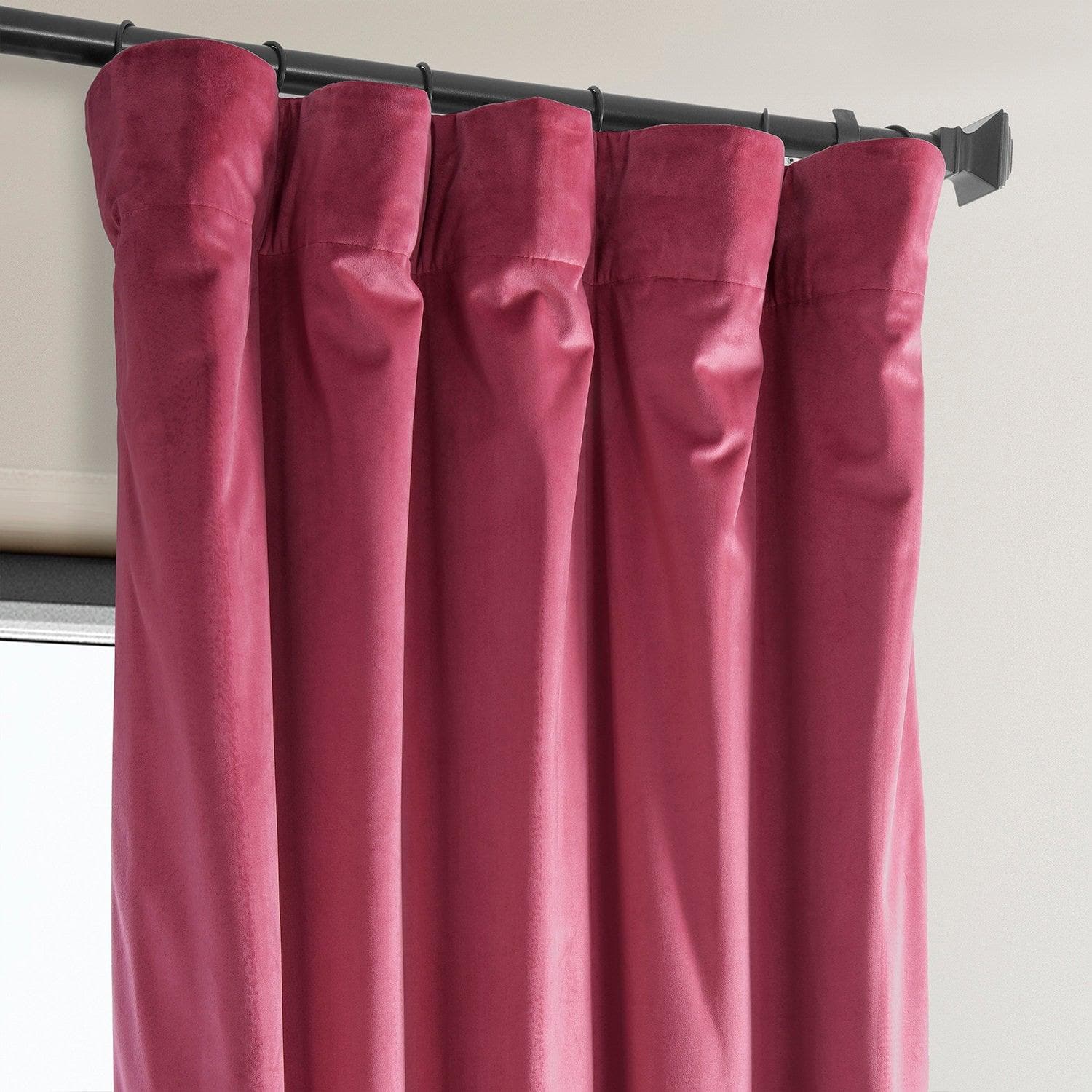 Dark Pink Heritage Plush Velvet Blackout Curtains for Bedroom - Thermal Insulated Noise Reducing Window Drapes for Living Room & Nursery