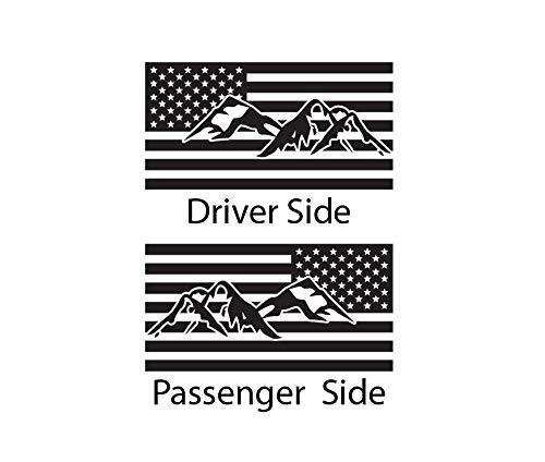 Matte Black Mountain Side USA Flag Decals for Toyota 4Runner Side Windows - TF13A - Perfect for Off-Road Adventures & Patriotic Displays