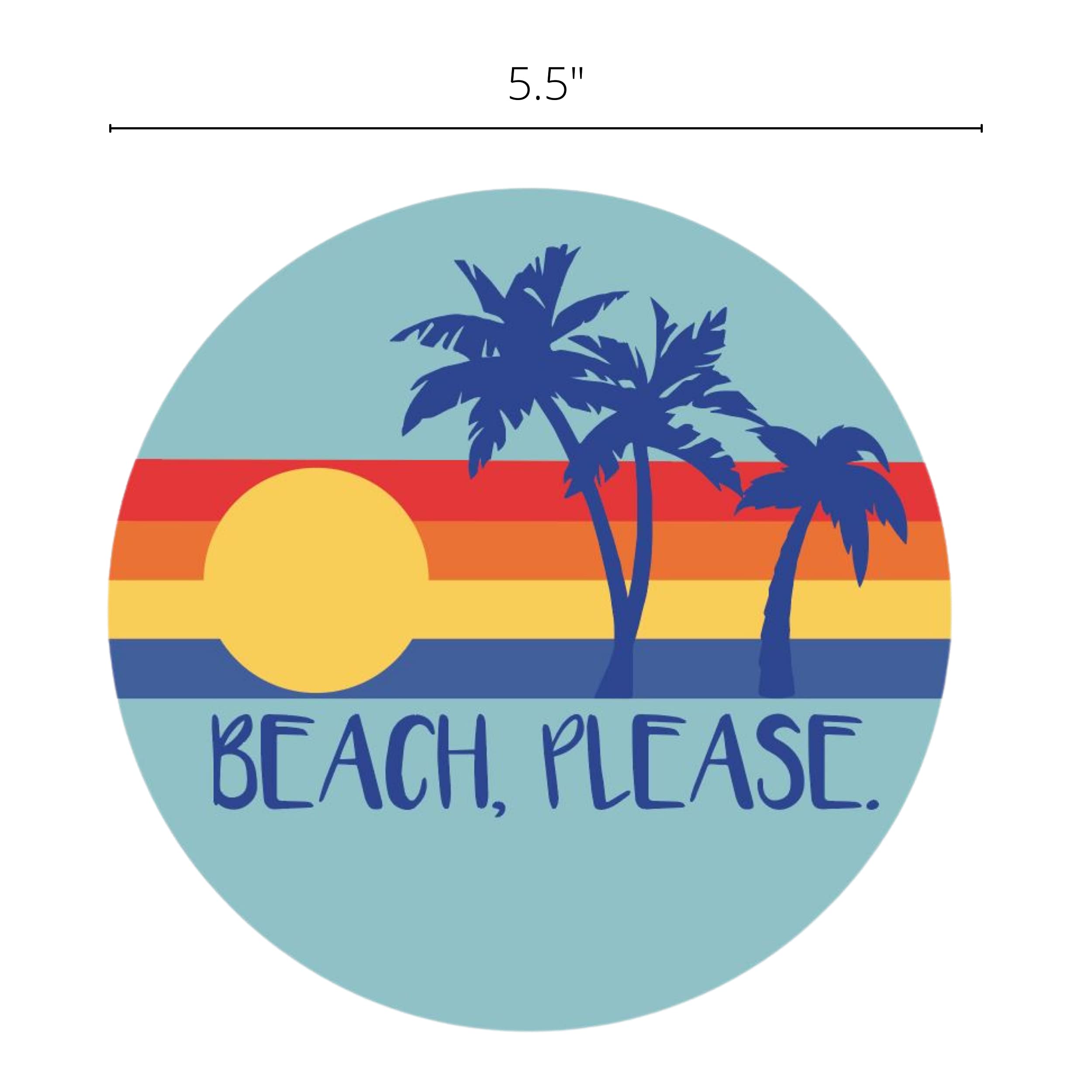 Beach Please Cute Tropical Magnet - 5.5 Inch Magnetic Decals for Car, Mailbox, Locker, Fridge & Classroom Decor - Perfect for Beach Lovers, Summer Vibes & Tropical Themed Spaces