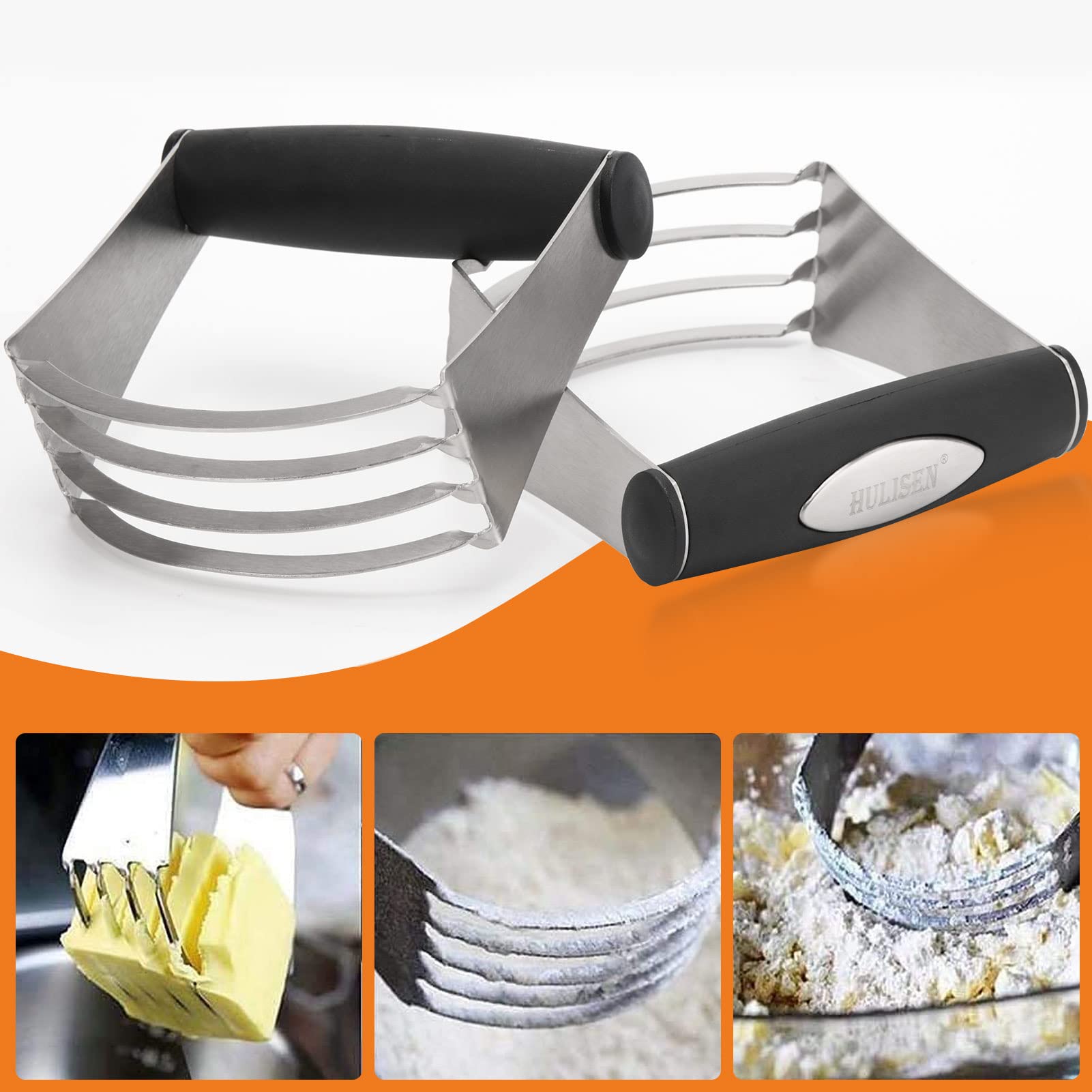 HULISEN 4-Piece Stainless Steel Pastry Cutter Set - Dough Blender, Flour Sifter & Biscuit Cutter - Professional Baking Tools for Cookies, Pies, Donuts & Pastries - Perfect for Home Bakers & Commercial Kitchens