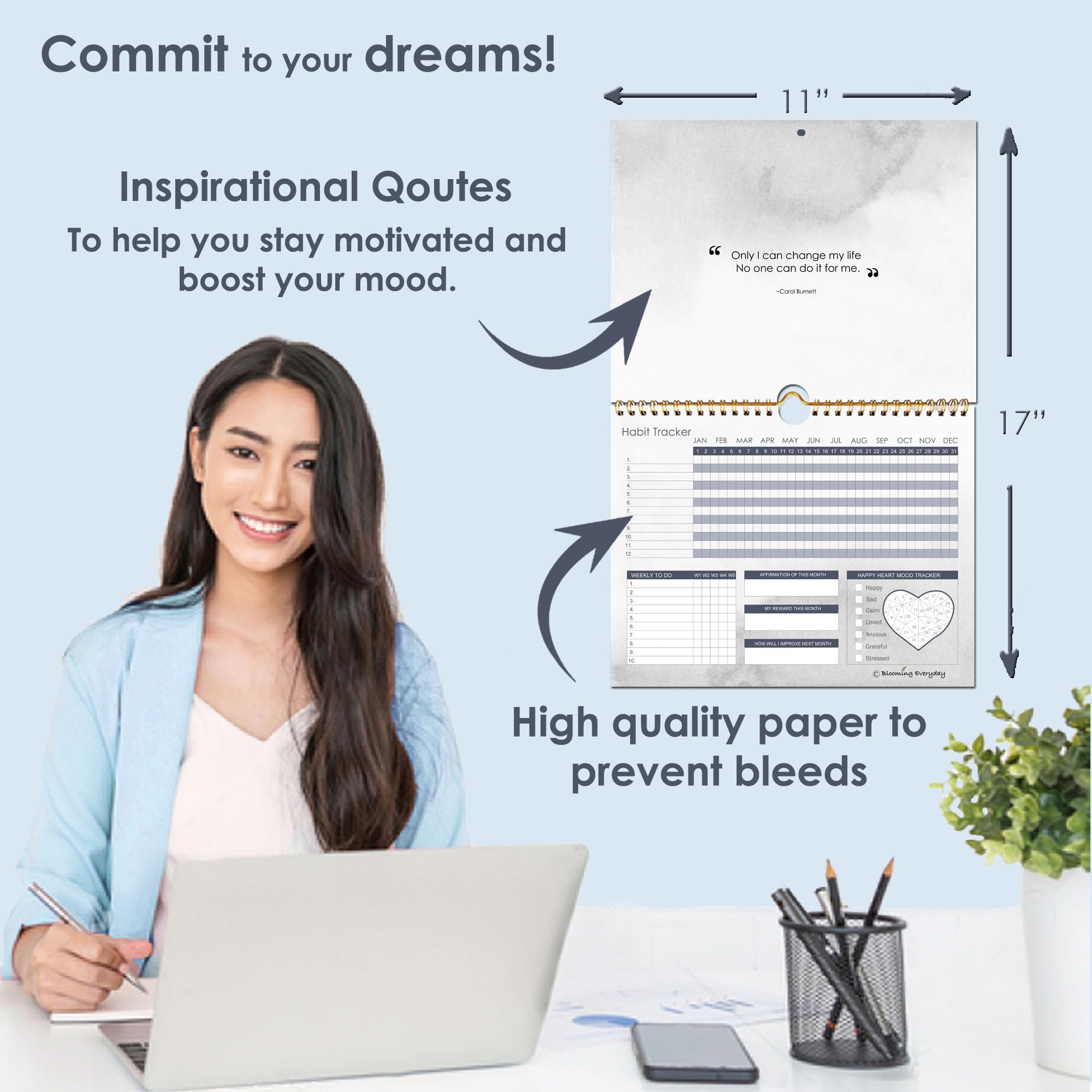 Best Habit Tracker Journal & Planner - Productivity Tools for Goal Tracking, Workout Calendar & Motivation | Perfect for Daily Routine, Fitness Goals & Personal Development