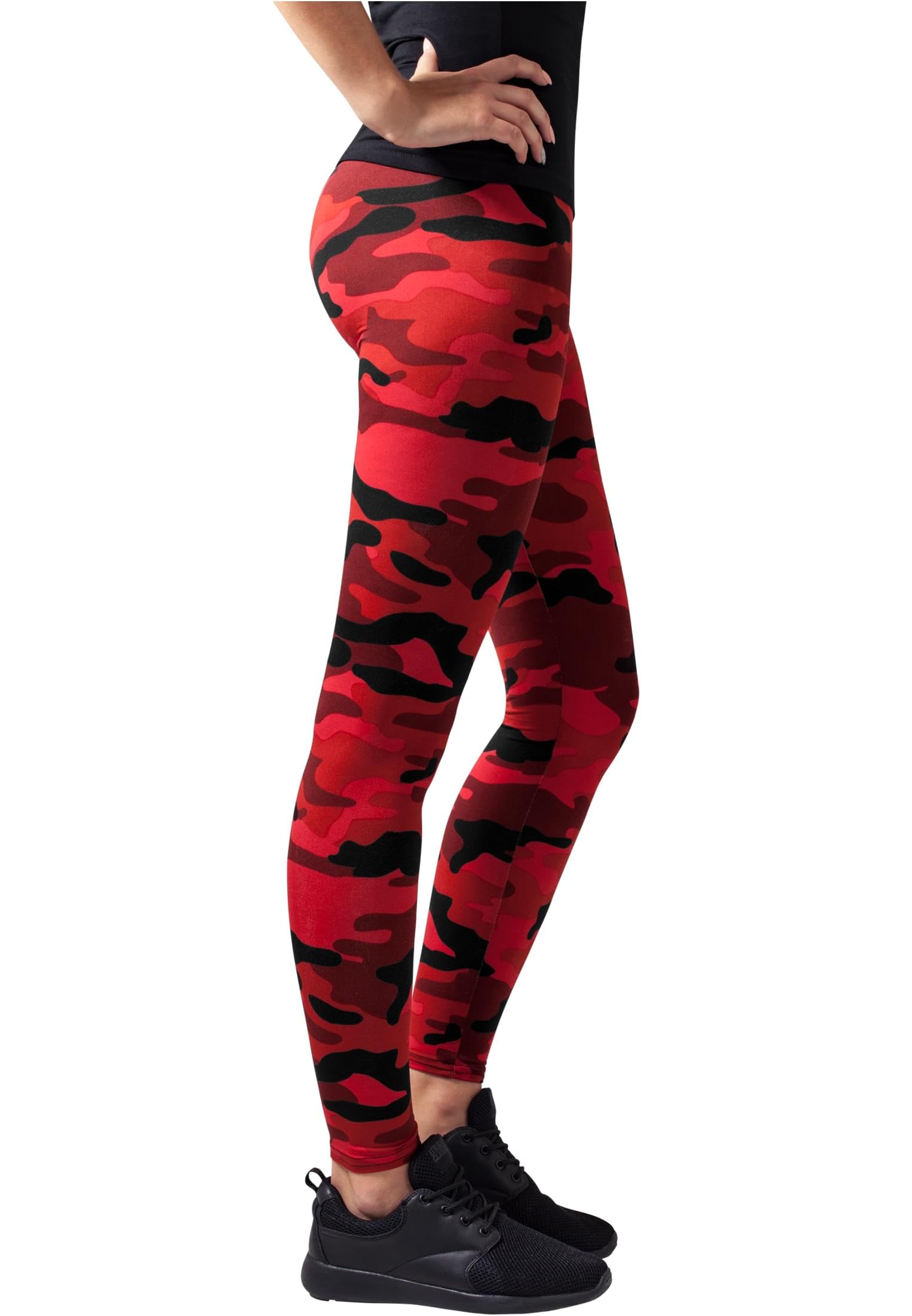 Women's Red Camo Leggings - High Waisted Yoga Pants with Pockets, Stretchy Workout Tights for Running, Gym & Outdoor Activities