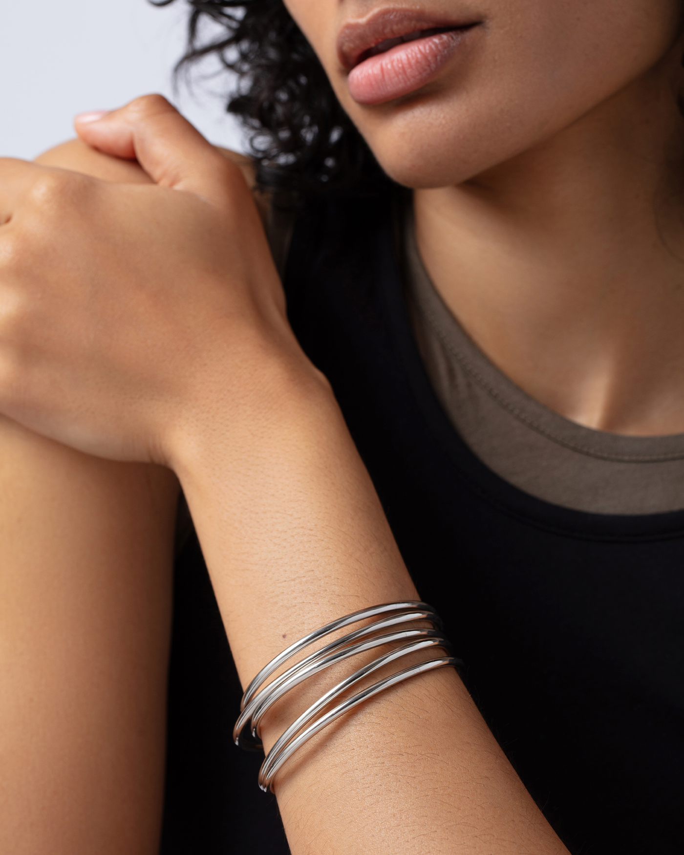 Dane Silver Bangle Set for Women - Elegant Stackable Bracelets for Everyday Wear & Special Occasions