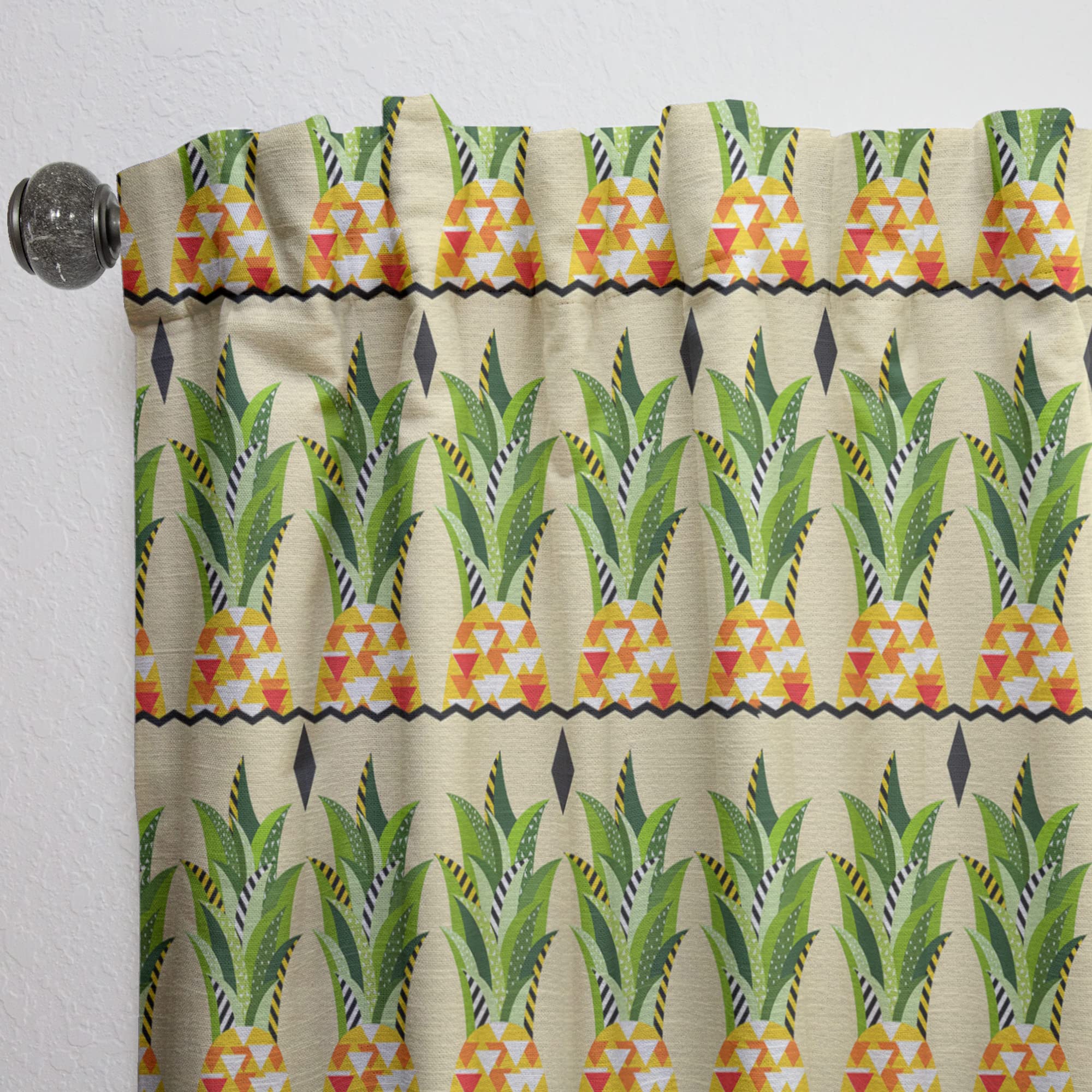 Pineapple Geometric Print Blackout Curtains - Thermal Insulated Single Panel 52x95 Inches - Perfect for Bedroom & Living Room Window Treatments - Blocks Sunlight & Enhances Home Decor
