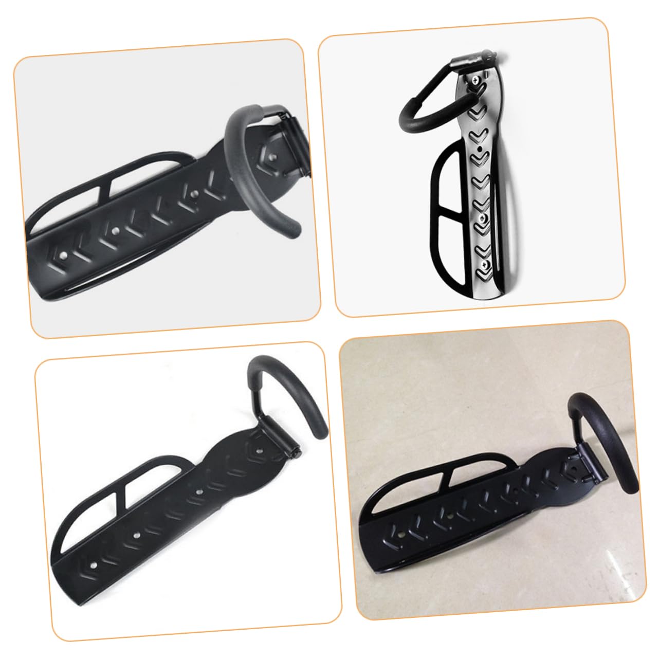 KICHOUSE Heavy Duty Metal Wall Hooks 2-Pack - Strong Garage Hooks for Bike Storage, Wall Mount Bike Hangers - Easy Installation for Garage, Shed & Home Organization (Ideal for Bicycles, Helmets & Gear)