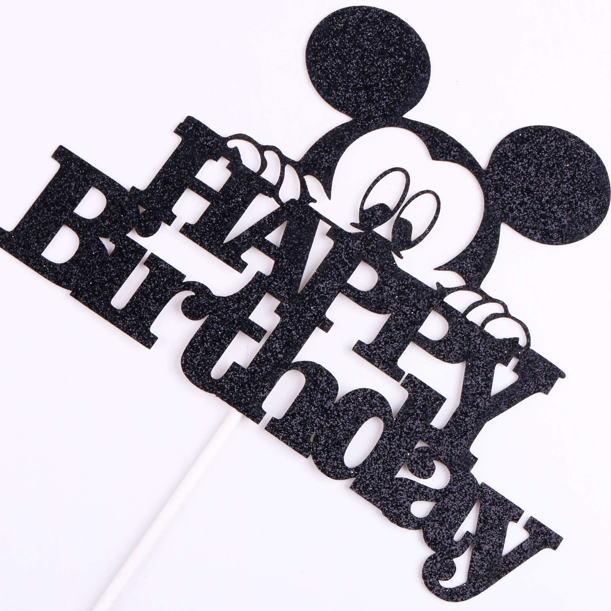Black Glitter Happy Birthday Cake Topper for Boys & Girls - Elegant Children's Birthday Party Cake Decoration - Perfect for Birthday Cakes, Cupcakes, and Special Celebrations