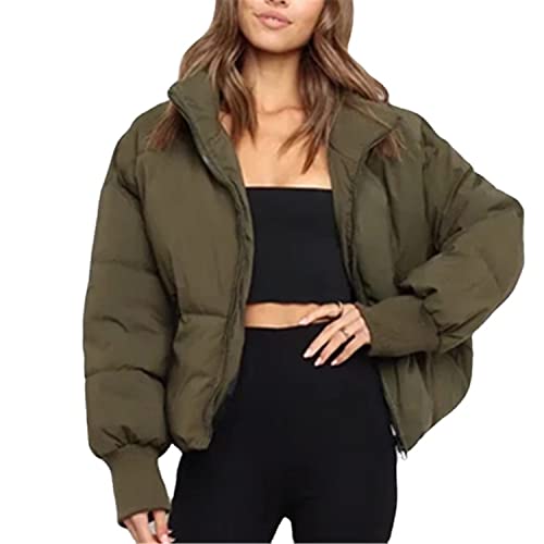Women's Winter Puffer Down Jacket - Long Sleeve Full Zip Hooded Coat with Pockets, Oversized Short Padded Parka for Cold Weather - Perfect for Snowboarding, Skiing & Daily Winter Wear