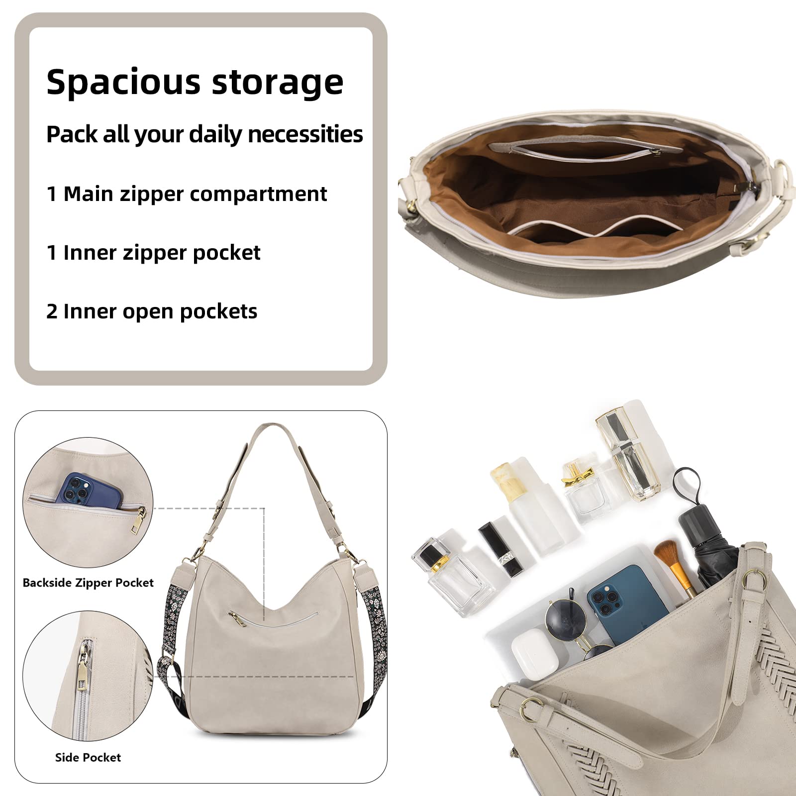 Stylish Vegan Leather Hobo Bags for Women - Large Crossbody Shoulder Purse & Handbag | Perfect for Work, Travel & Everyday Use