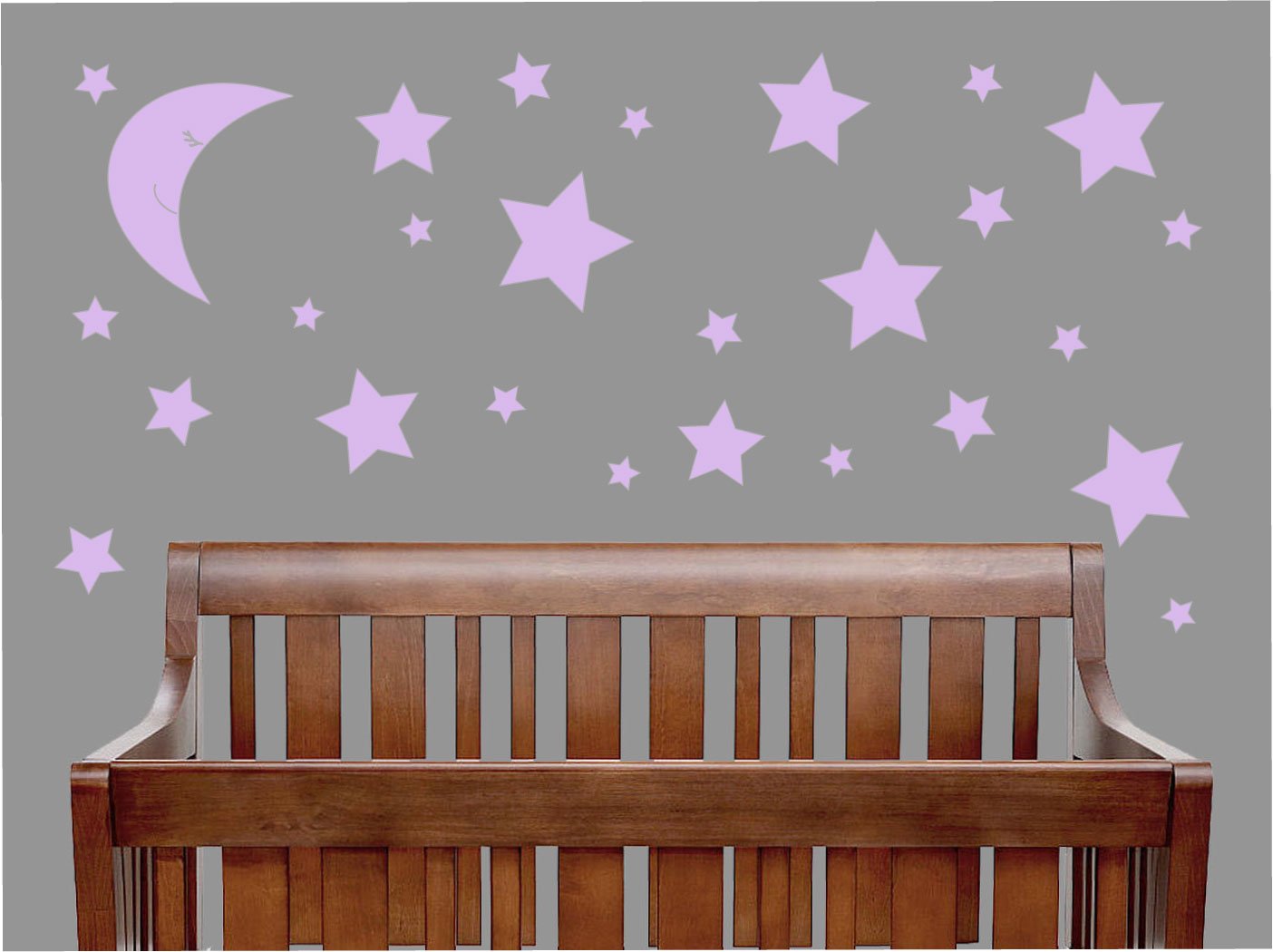 Purple Moon & Star Wall Decals for Nursery Decor - Baby Room Stickers