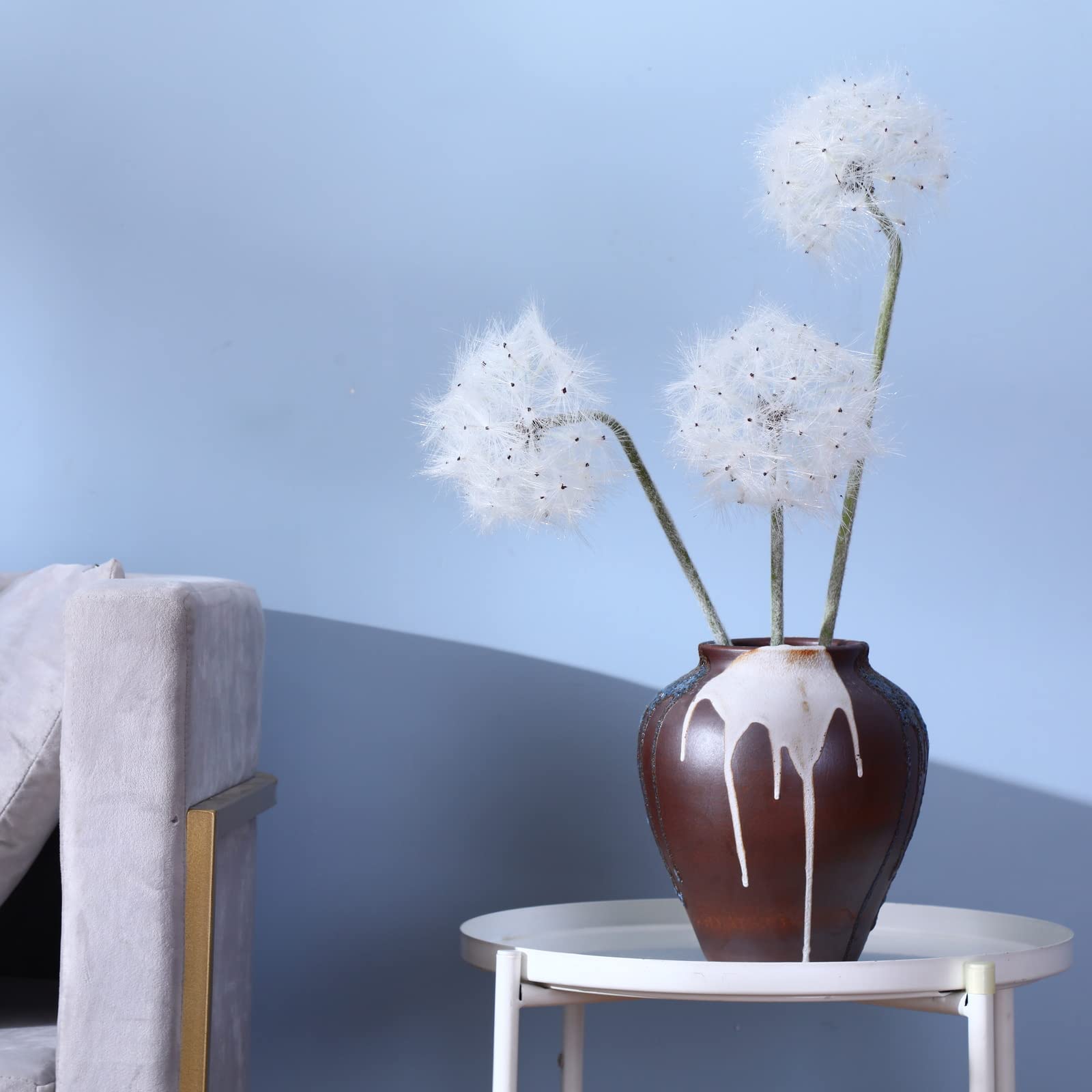 TOPIA Artificial Dandelion Flowers - 8 Pcs White Faux Dandelion Bouquet for Home Decor, Wedding Centerpieces, Table Arrangements & Spring Decoration