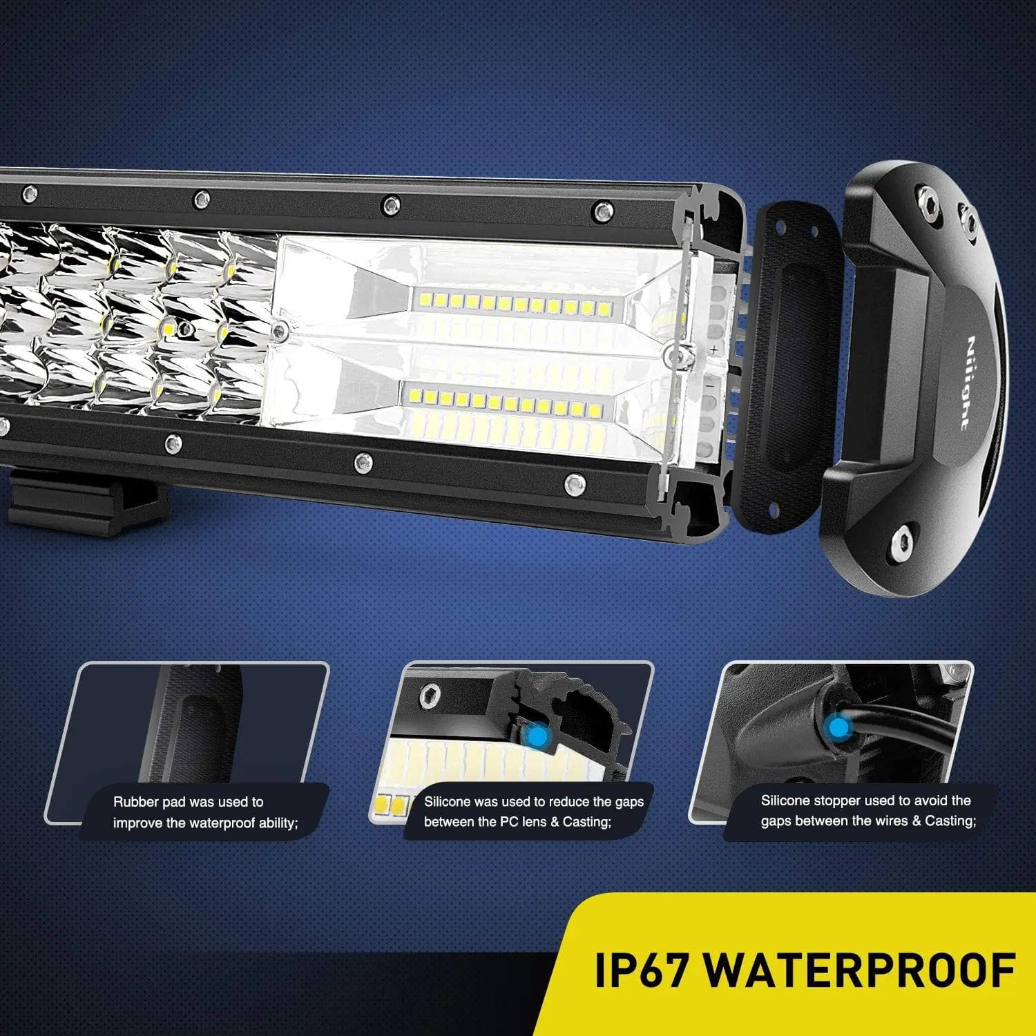 26 Inch 297W 29700LM Triple Row LED Light Bar - Spot Flood Combo for Off-Road Trucks, ATVs, UTVs & Boats - Waterproof & Dustproof for Outdoor Adventures