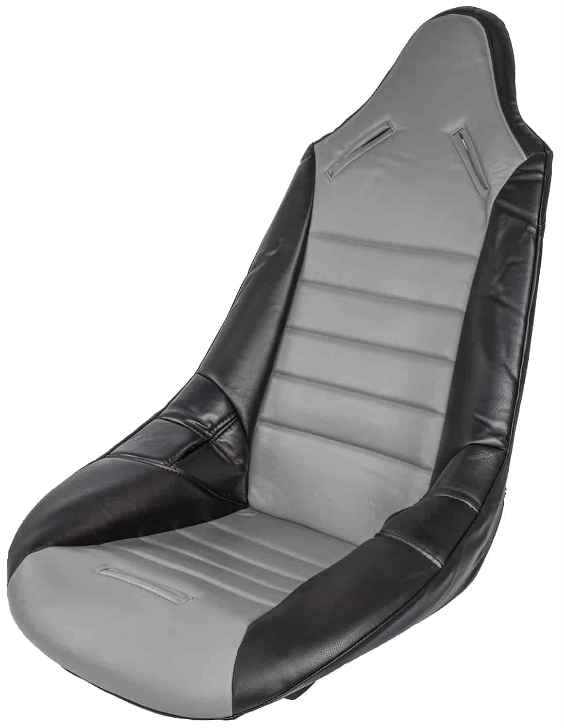 JEGS Pro High Back II Vinyl Seat Cover - Gray with Black Trim | Universal Fit for Cars, Trucks & SUVs | Easy Installation with Male Snaps | Durable Protection for Racing, Off-Road & Daily Driving