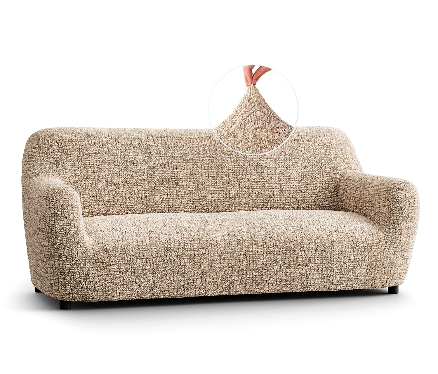 PAULATO BY GA.I.CO. Stretch Sofa Slipcover - 1-Piece Washable Couch Cover with Soft Polyester Fabric - Pet-Friendly Microfiber Protector in Graffio Tan - Perfect for Living Room, Family Room & Pet Owners