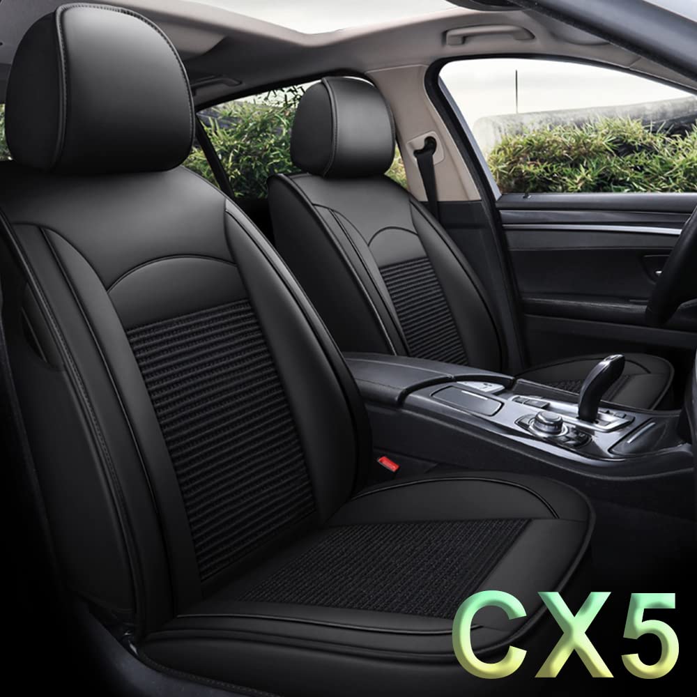 Premium Faux Leather Car Seat Covers for Mazda CX-5 2013-2022 - Full Set 5 Seats, Waterproof, Airbag Compatible, Black - Perfect for Daily Commuting, Road Trips & Vehicle Protection