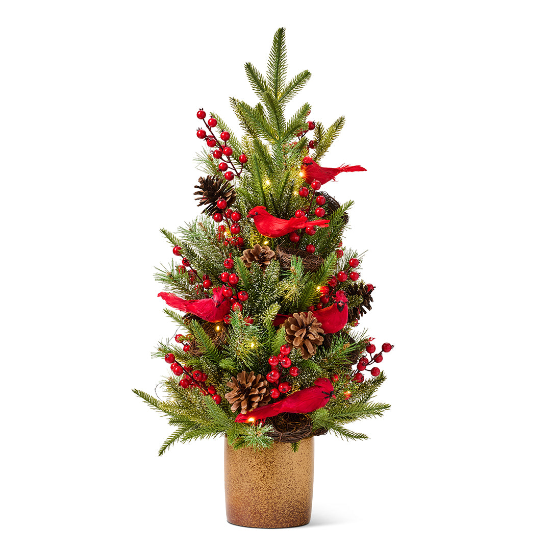 Pre-Lit Cardinal Christmas Tree with Warm White LED Lights - Perfect for Holiday Decor, Living Room, and Festive Home Ambiance