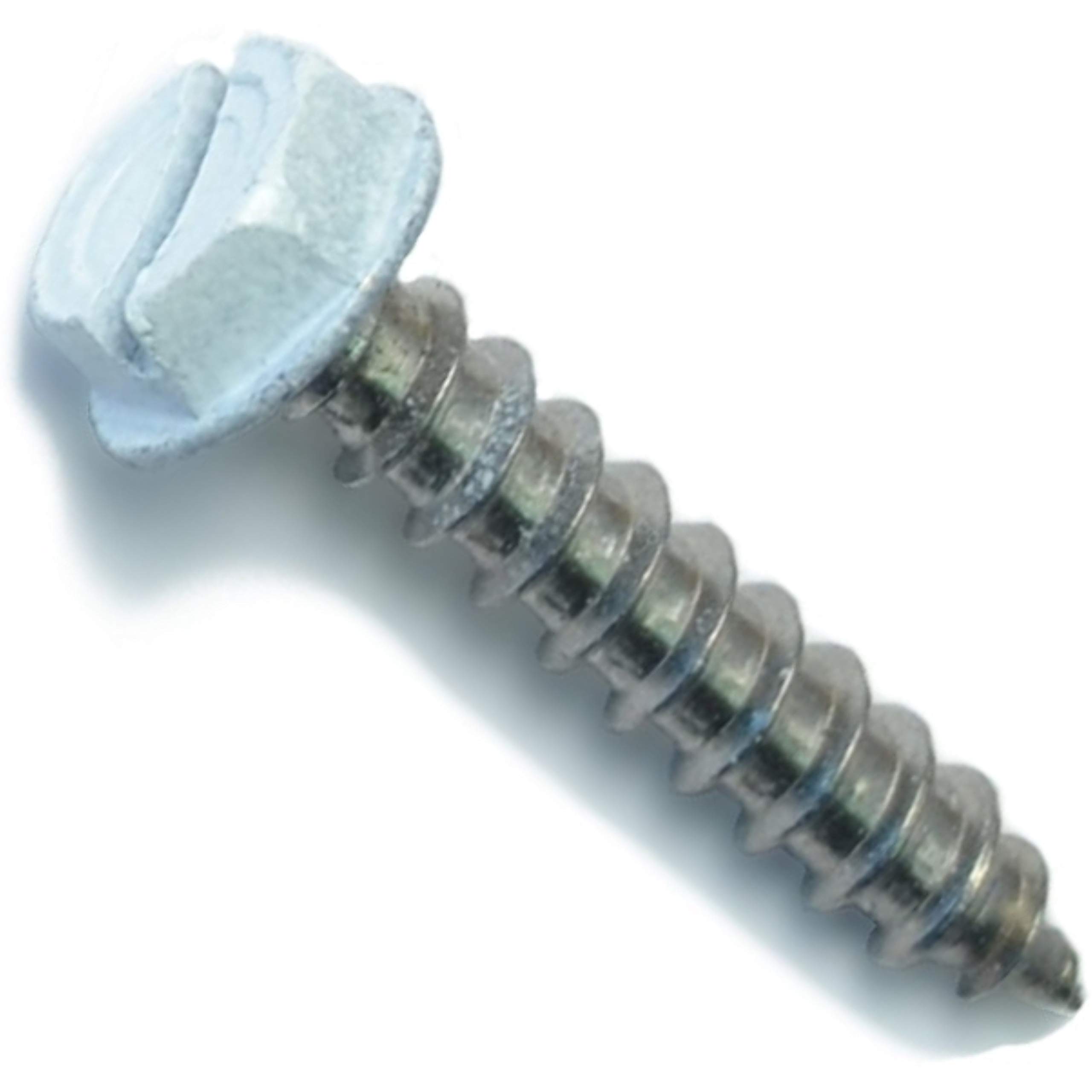 014973187101 White Hex Head Sheet Metal Screws, 10 x 1, Pack of 15 - Perfect for HVAC, Metal Roofing, and DIY Home Projects