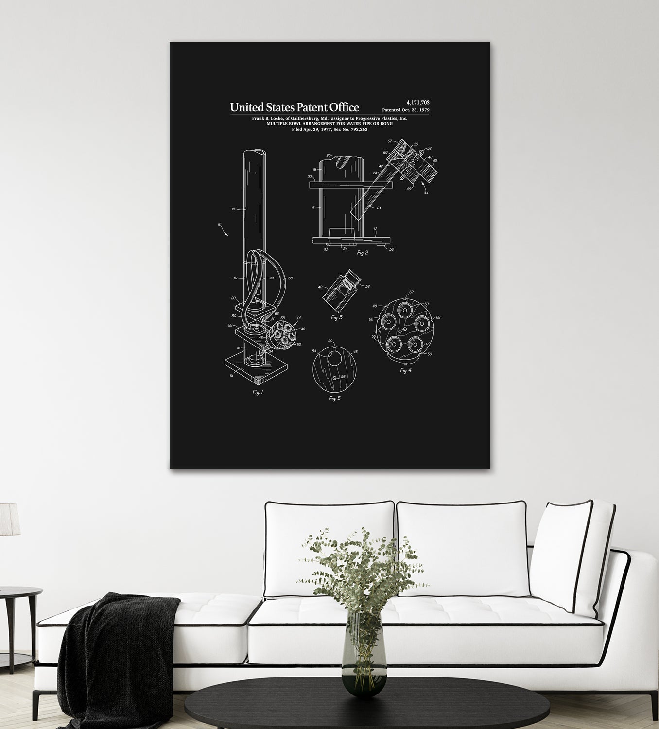 Premium Black Glass Bong with Patented Design - Perfect for Smoking Herbs & Tobacco at Home or Outdoor Use