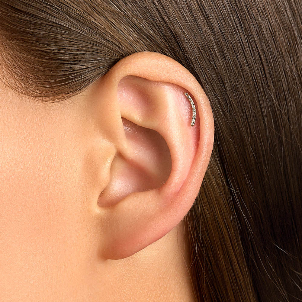 10k Gold Micro Diamond Climber Helix Single Stud Earring - Elegant & Dainty Jewelry for Everyday Wear & Special Occasions