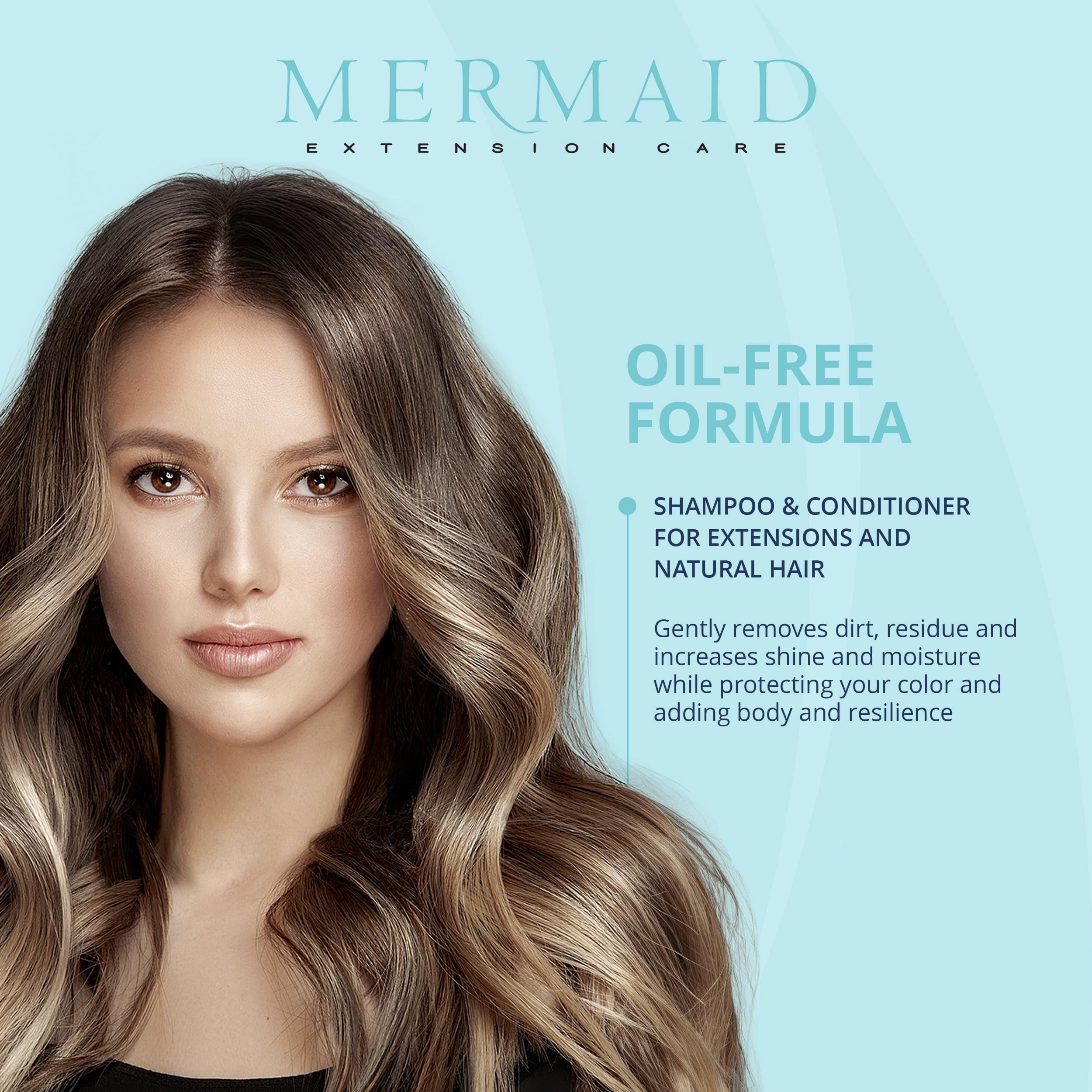 **Sulfate-Free Shampoo & Conditioner Set for Hair Extensions - 32 fl oz Gentle Daily Care with Free Brush - Cruelty-Free Formula for Smooth, Healthy Hair - Perfect for Salon, Home & Travel Use**