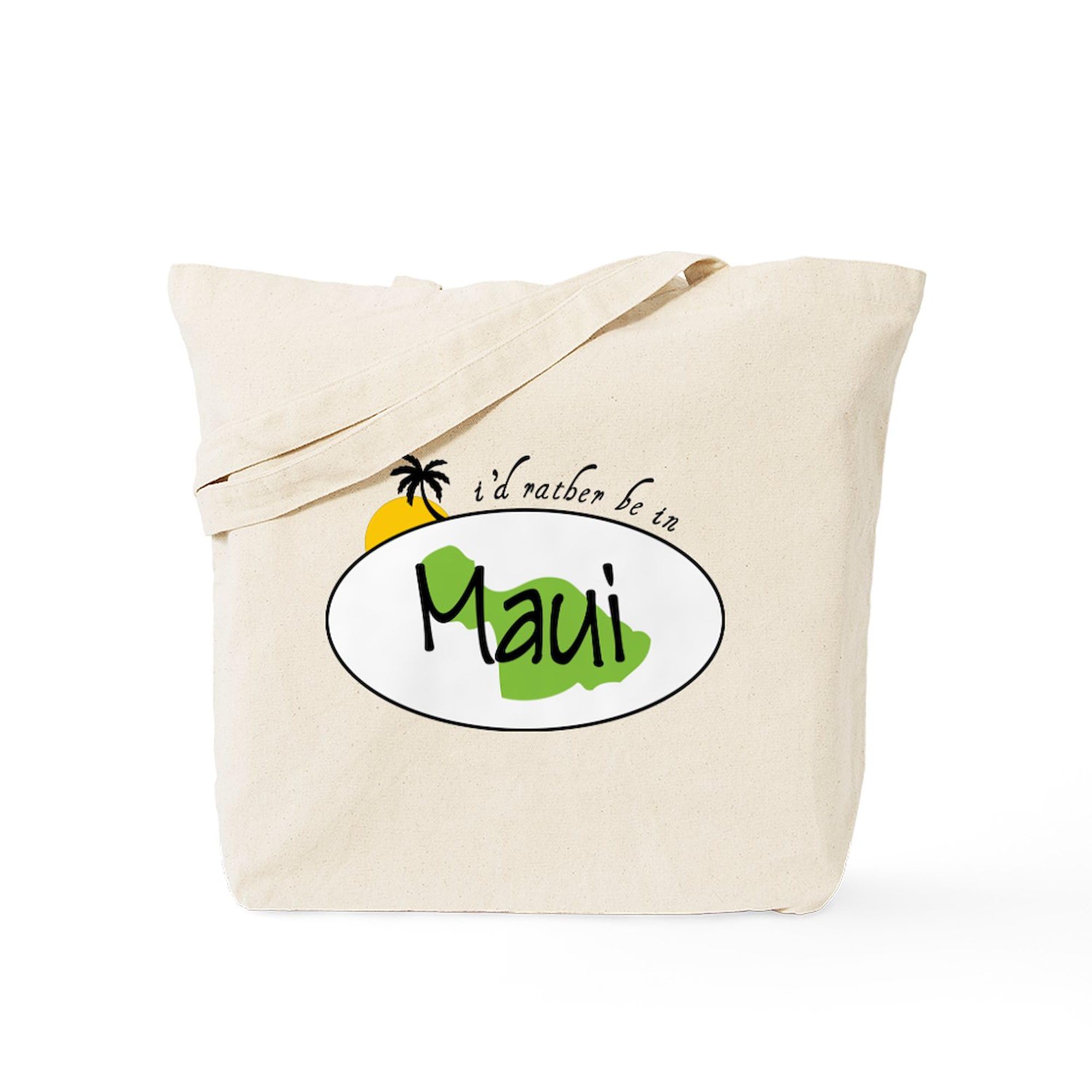 Eco-Friendly Natural Canvas Tote Bag - Reusable Shopping Bag with 'Rather Be In Maui' Print | Perfect for Groceries, Beach Trips & Daily Use