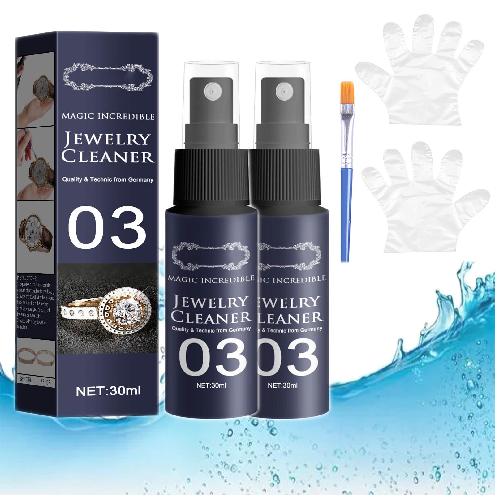 Best Jewelry Cleaning Spray for Diamonds, Gold, Silver, Watches & Rings | Safe & Effective Jewelry Cleaner Solution | Perfect for Daily Cleaning, Special Occasions & Gift Giving