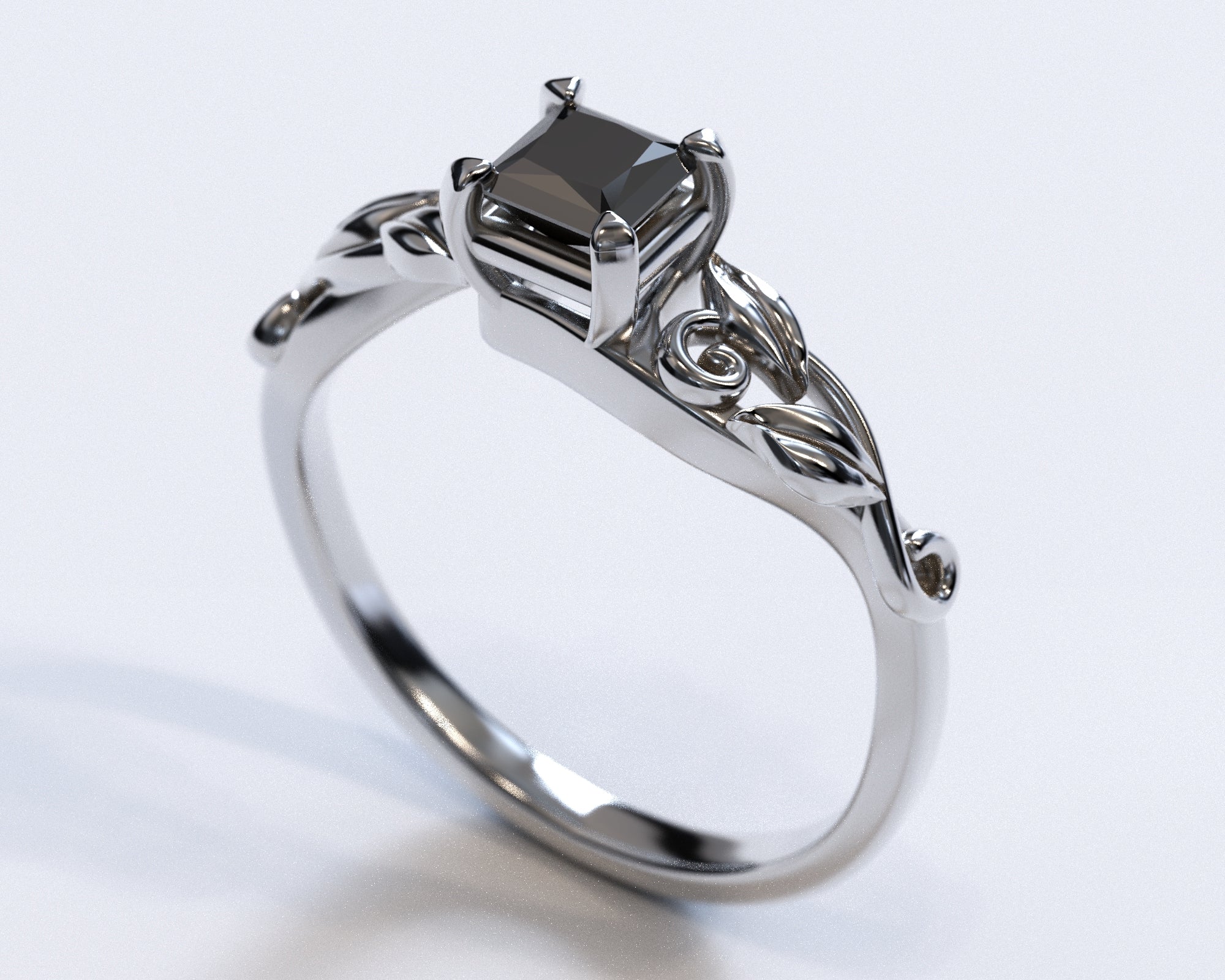 Exquisite Black Diamond Princess Cut Engagement Ring for Women - Elegant Wedding, Proposal & Anniversary Jewelry Gift