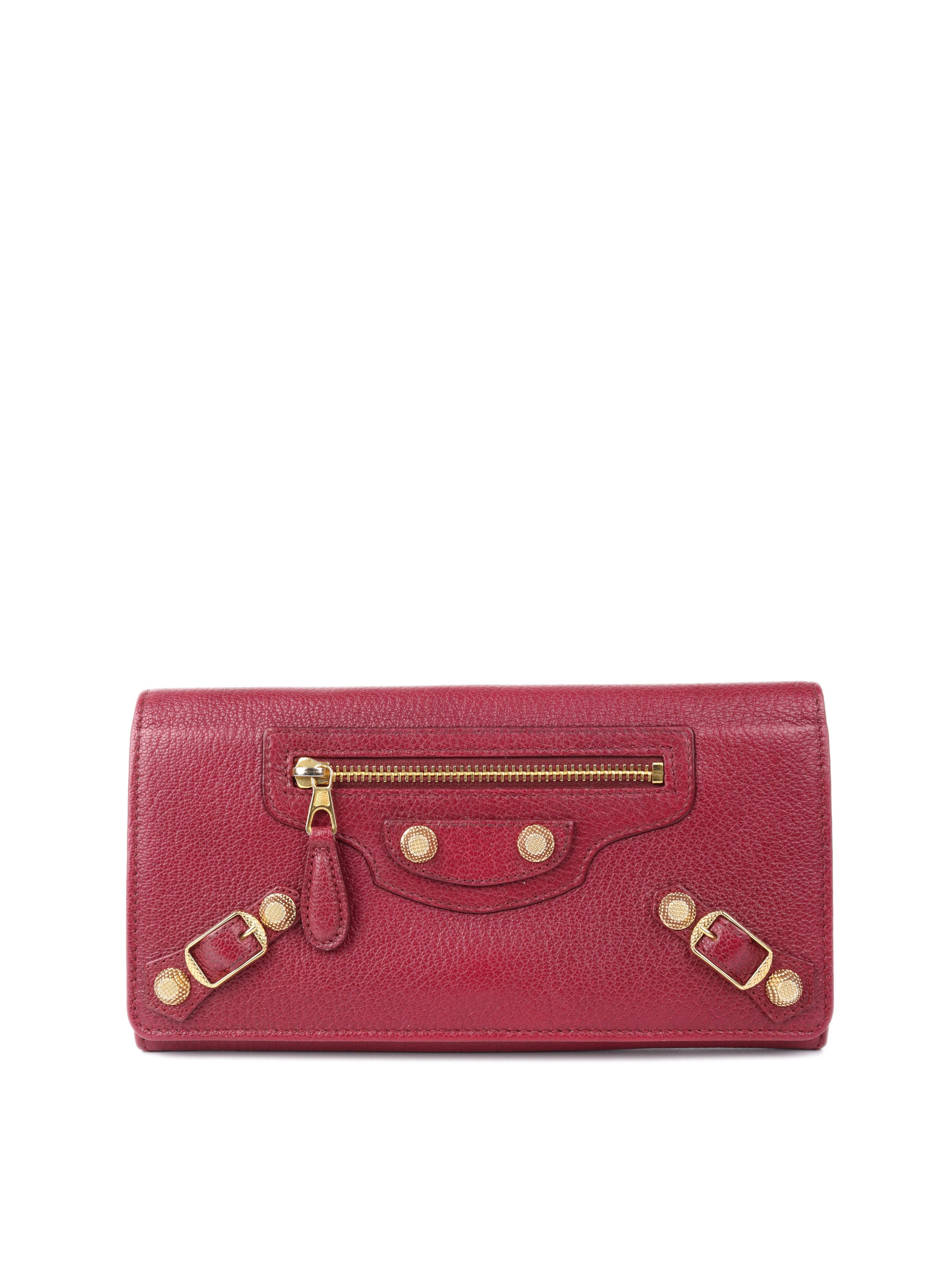 Balenciaga Bordeaux City Burgundy Long Leather Wallet for Women - Stylish RFID Blocking Luxury Wallet for Everyday Use, Travel & Shopping