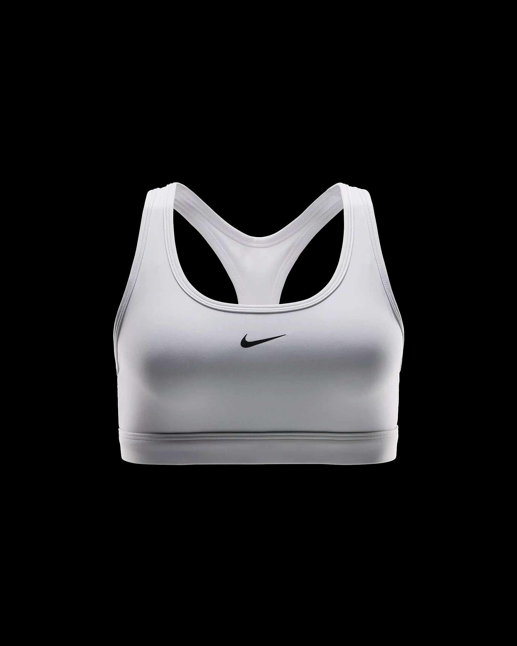 Nike Swoosh Light Support Sports Bra for Women - 100% Cotton Breathable Workout Top (White/Black) | Perfect for Yoga, Running & Gym Fitness Activities