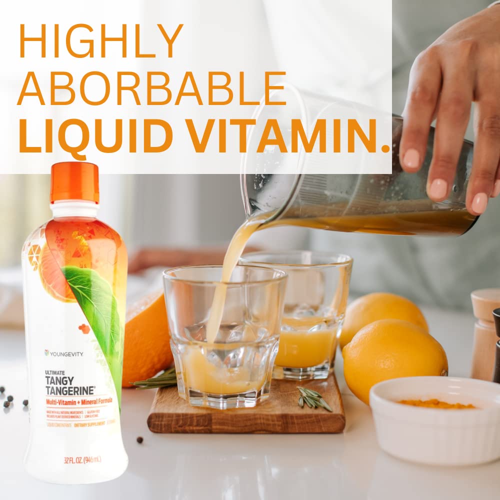 Youngevity Majestic Earth Ultimate Tangy Tangerine Liquid Multivitamin - 32 FL Oz Gluten-Free Nutritional Drink for Men & Women, Kids Daily Immune Support - Boost Energy & Health with Complete Vitamins | Perfect for Busy Professionals, Active Families & Immune System Maintenance