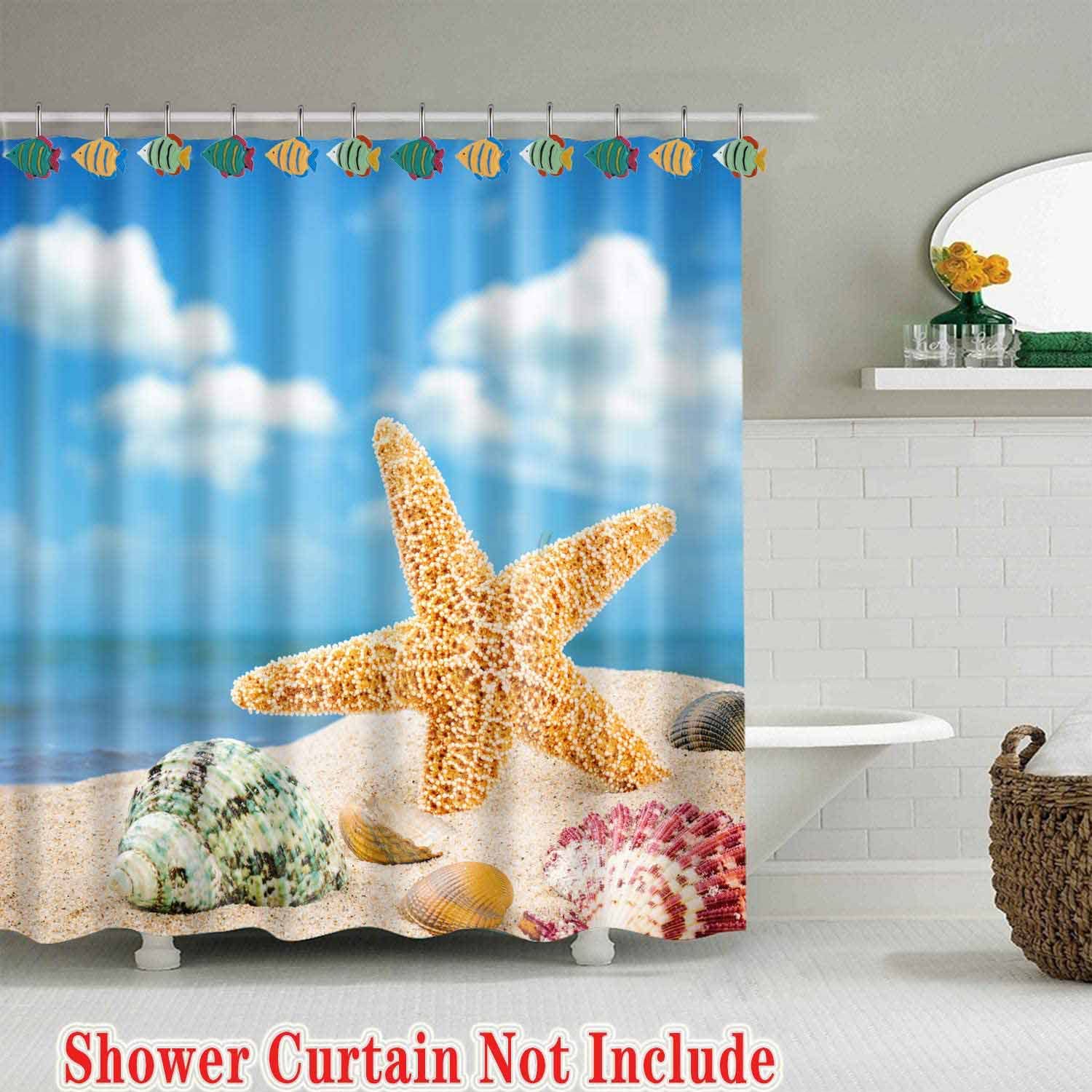Ocean-Themed Shower Curtain Hooks - Set of 12 Nautical Fish Rings for Beach & Underwater Bathroom Decor - Perfect for Coastal, Marine & Kids' Bathroom Themes