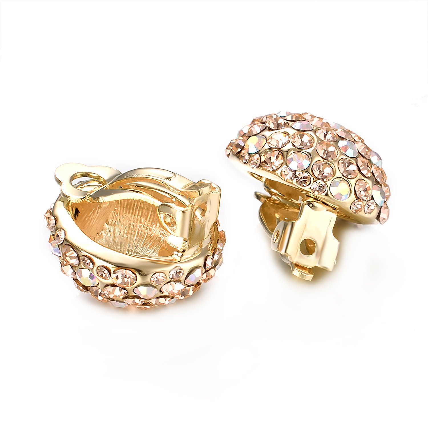 Clip On Earrings for Women & Kids - Round Austrian Crystal Non-Pierced Earrings | Christmas Gifts, Party, Wedding & Special Occasion Jewelry